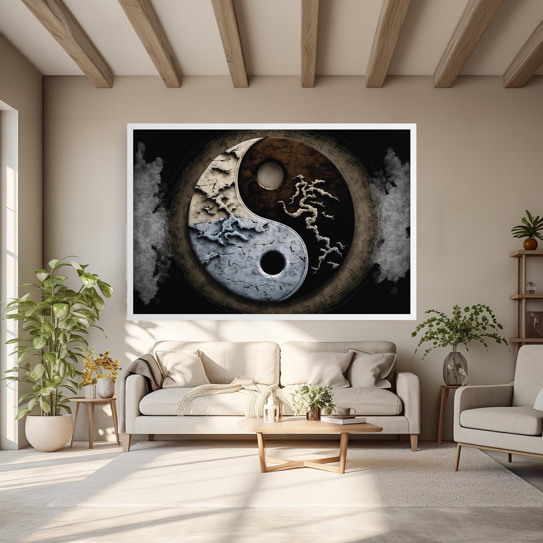 Leinwandbild Vintage Yinyang mockup 6