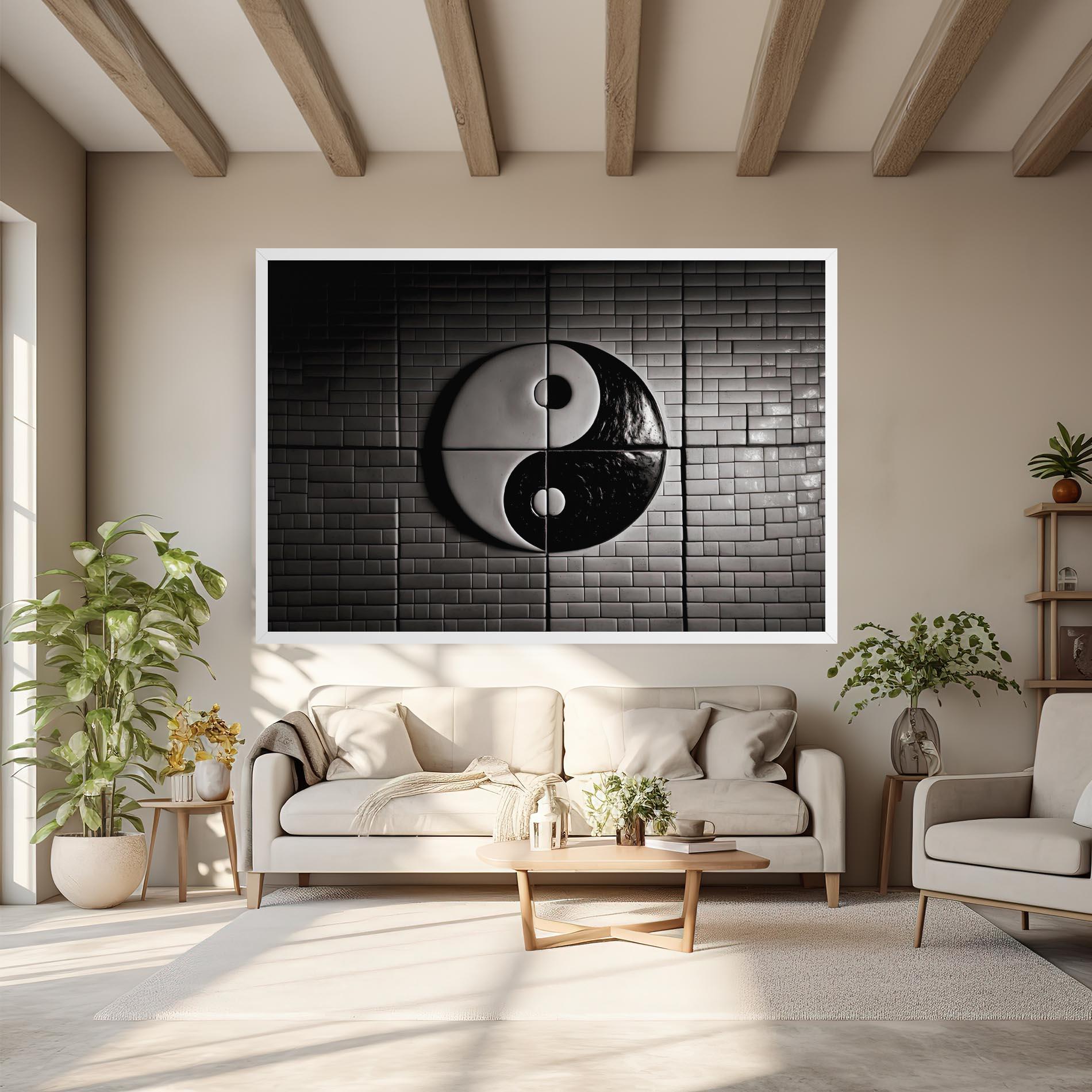 Leinwandbild Yinyang Tiles Wall mockup 6