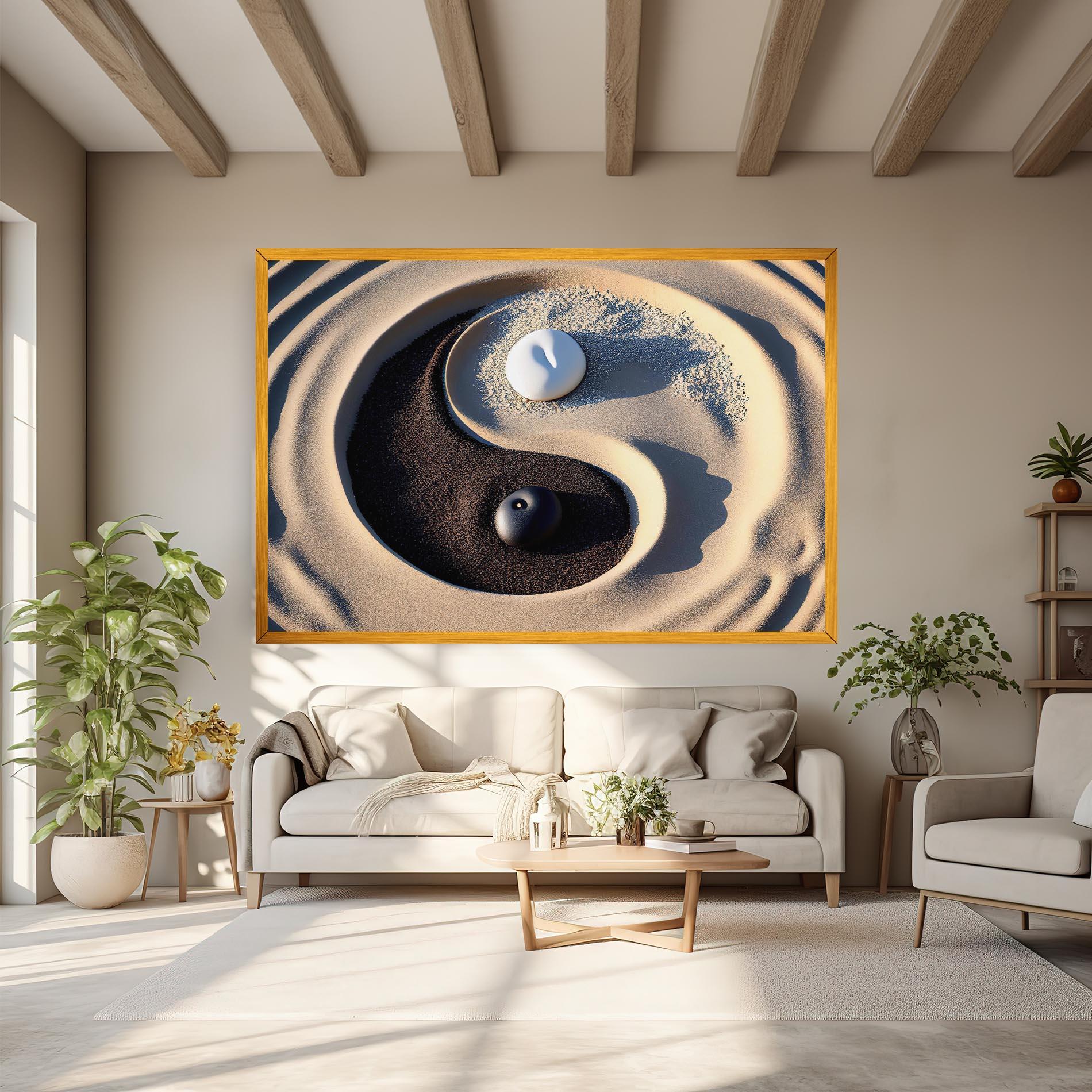 Leinwandbild Black Sand Yinyang mockup 6