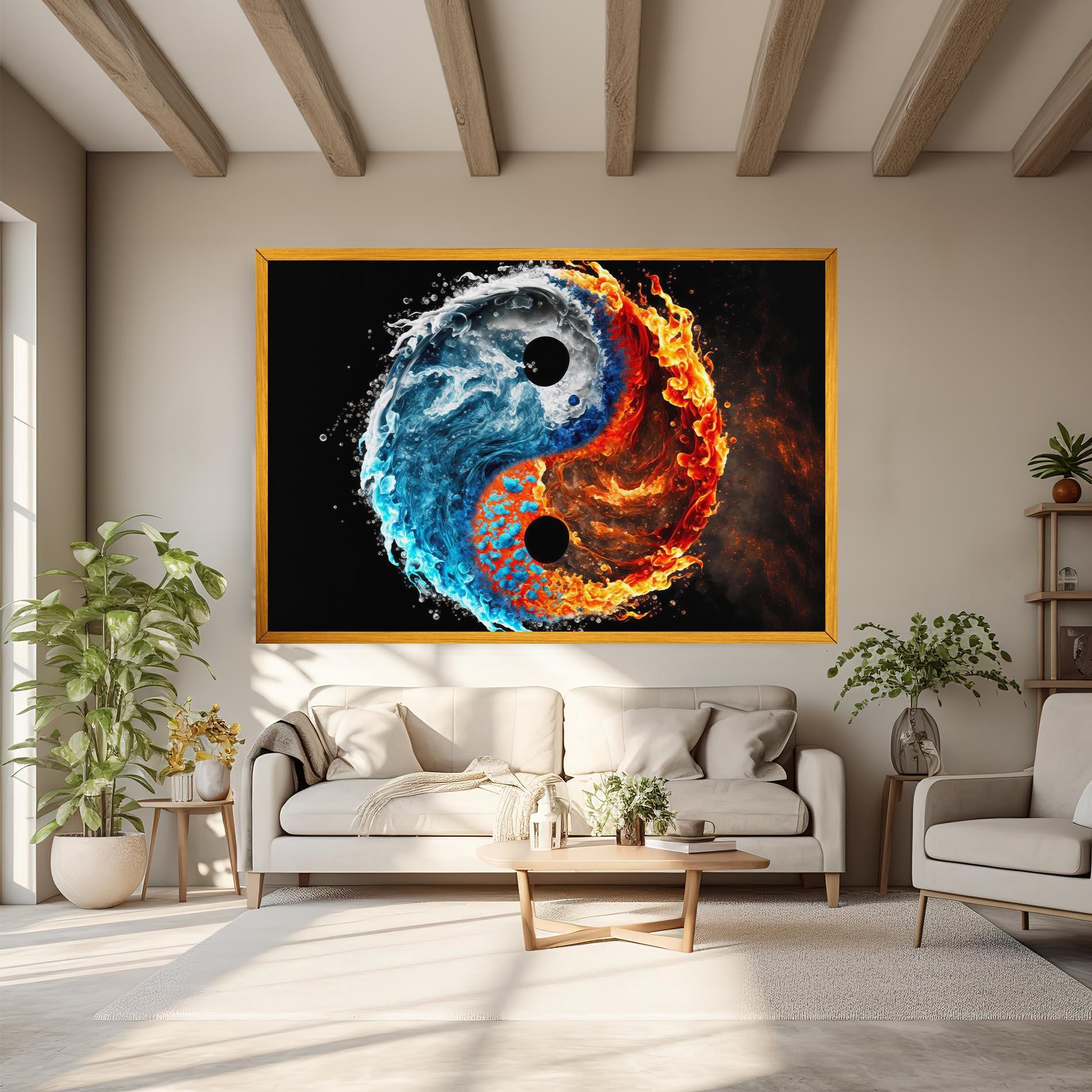 Leinwandbild Fire Water Yin Yang mockup 6