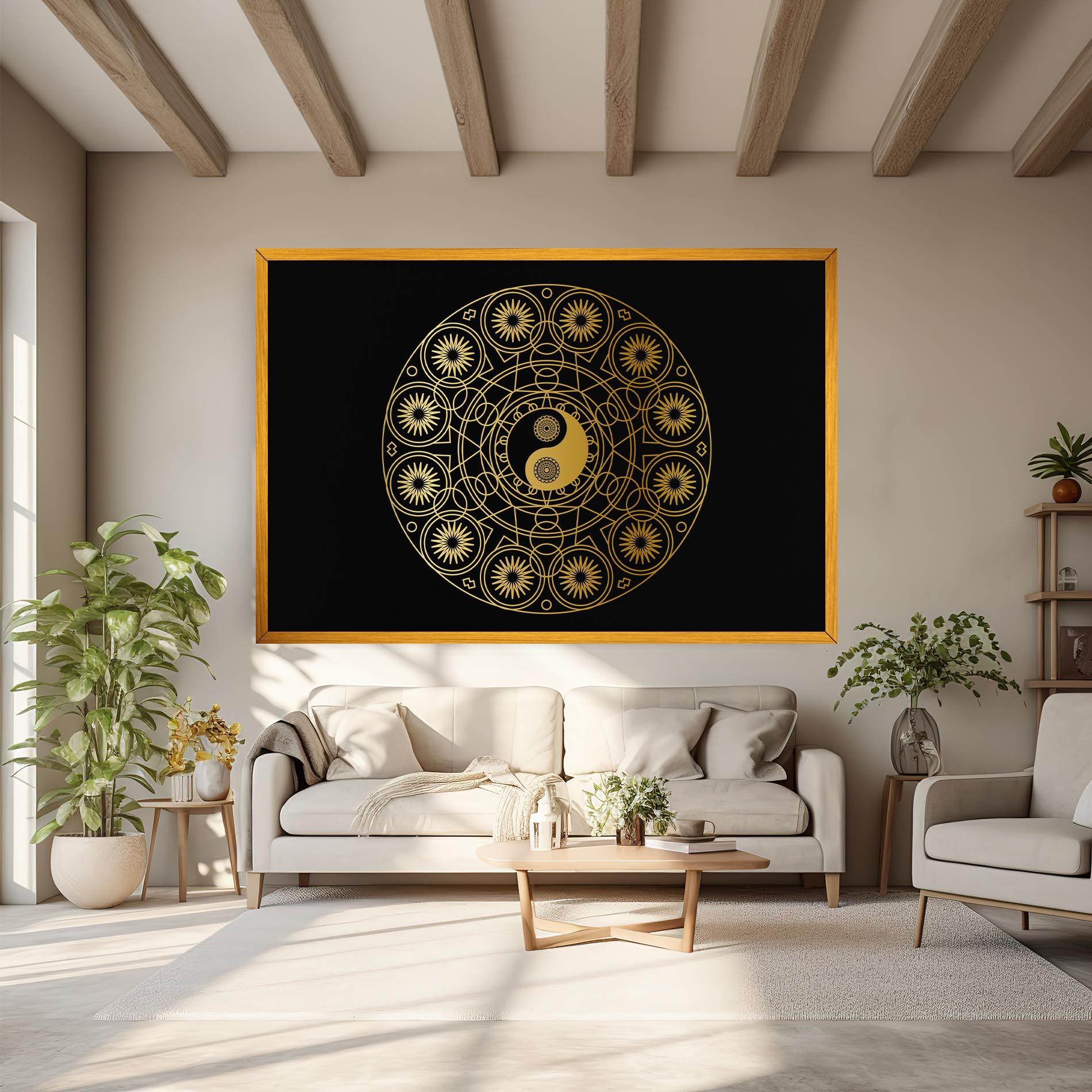 Leinwandbild Gold Meditation Mandala mockup 6