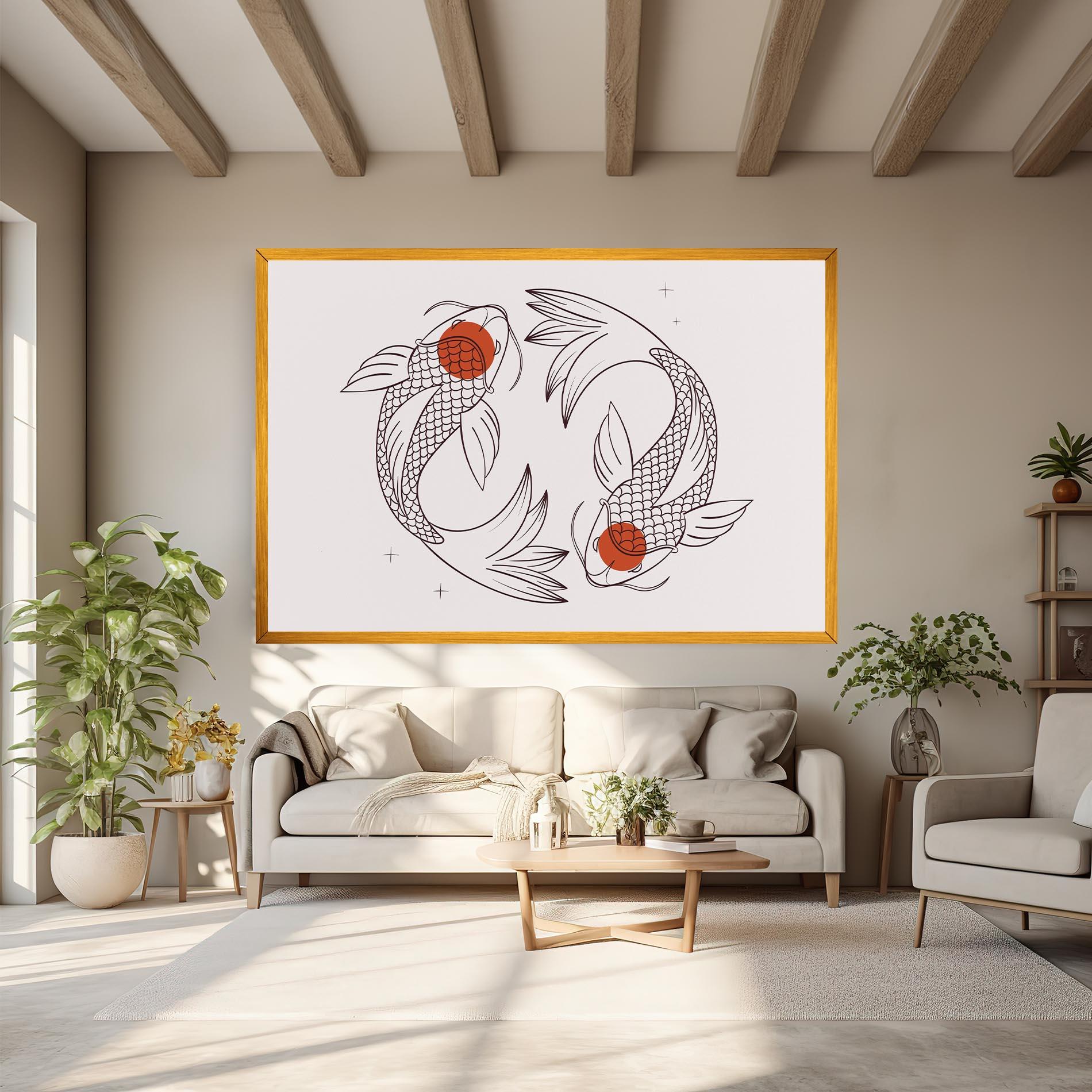 Leinwandbild Koi Yinyang Art mockup 6