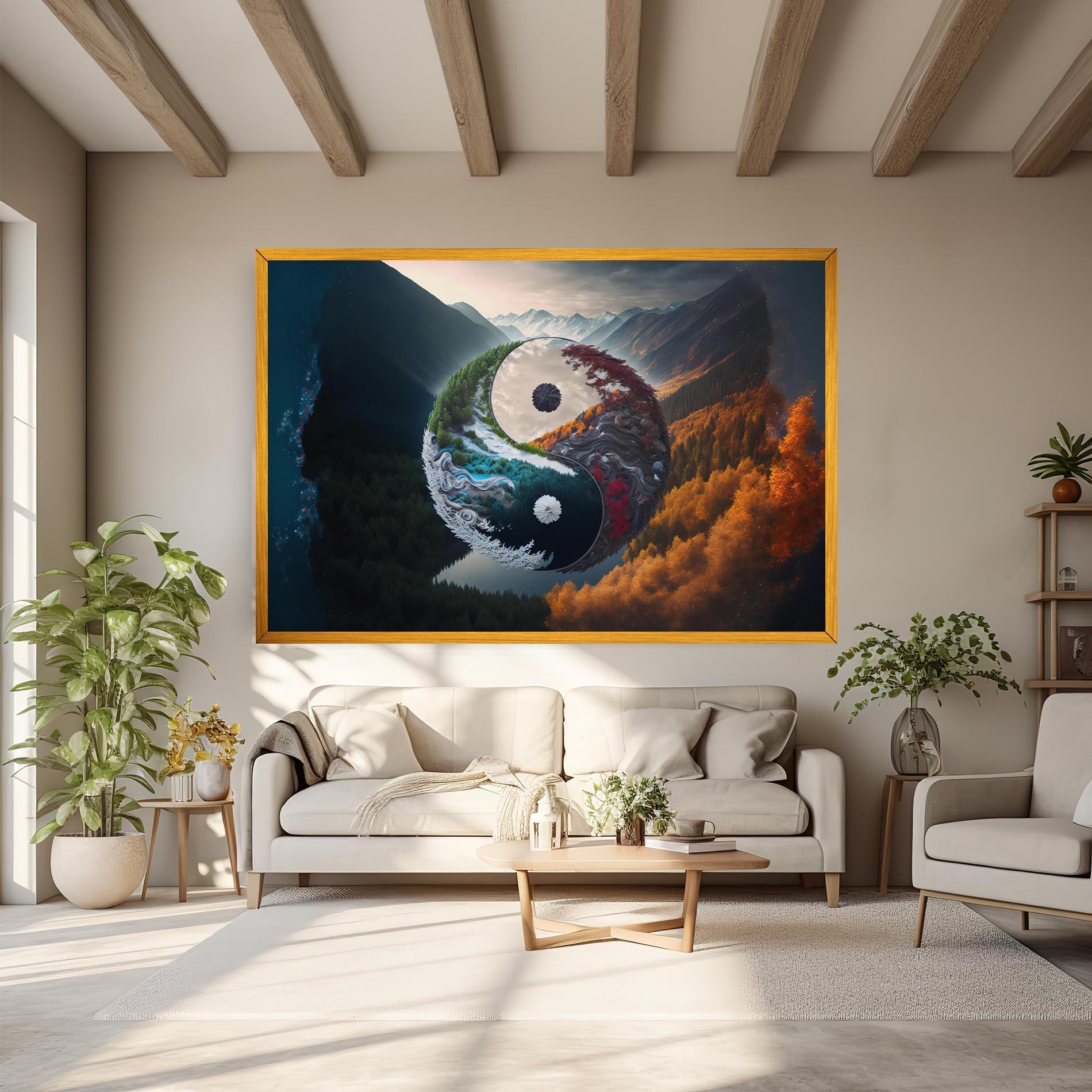 Leinwandbild Mountain Yinyang mockup 6