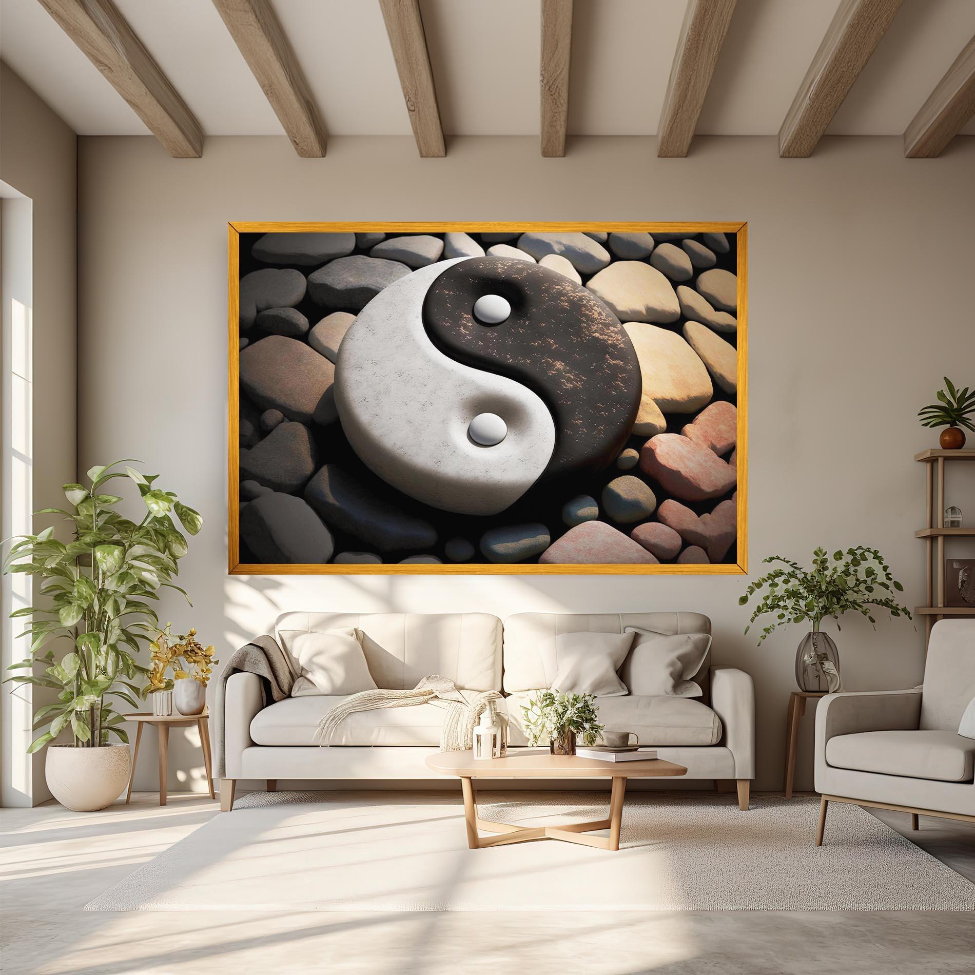 Leinwandbild Stone Yinyang mockup 6