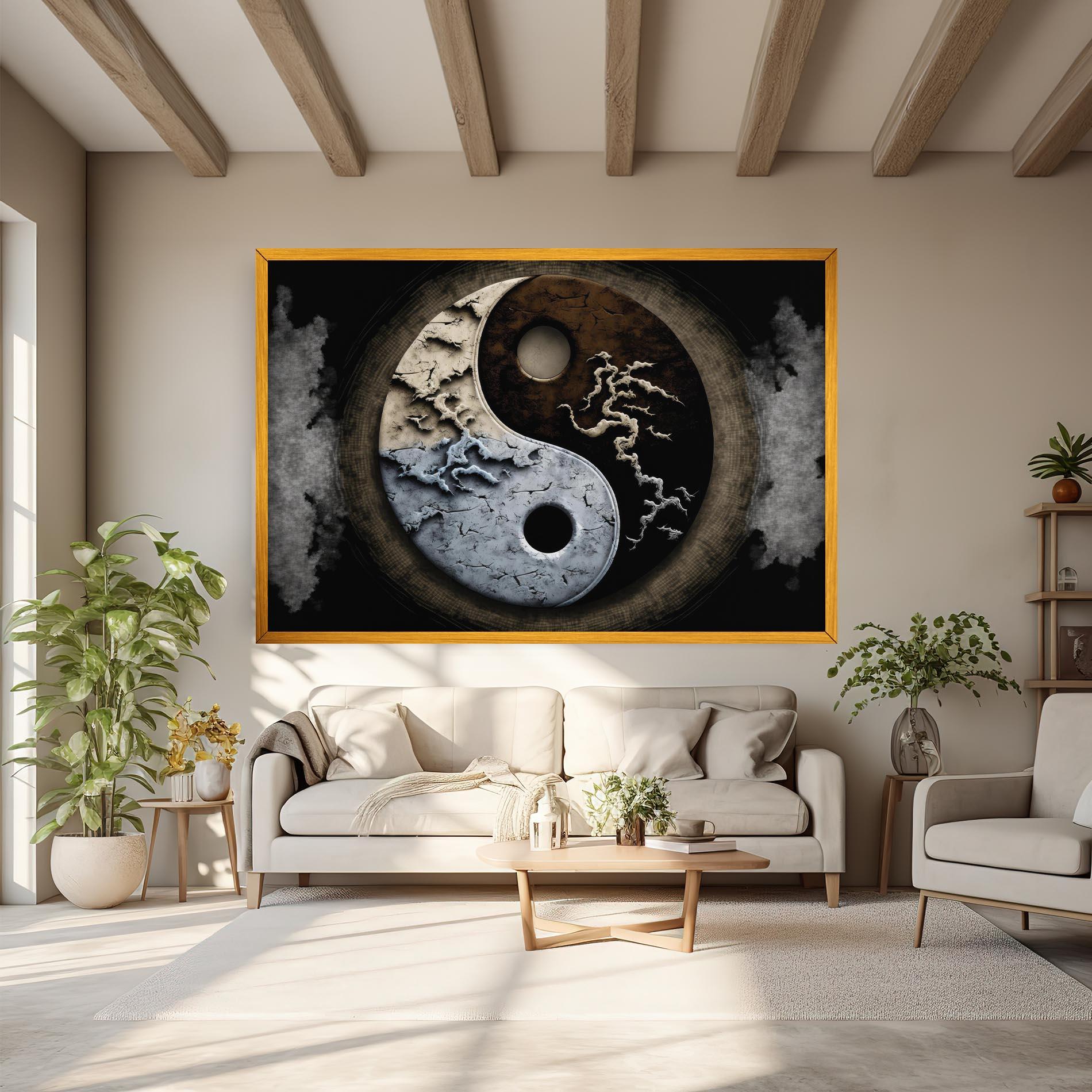 Leinwandbild Vintage Yinyang mockup 6