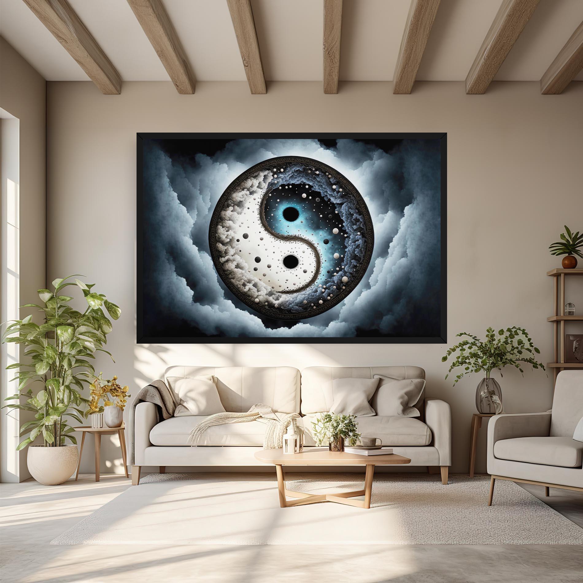 Leinwandbild Black Blue Yinyang mockup 6