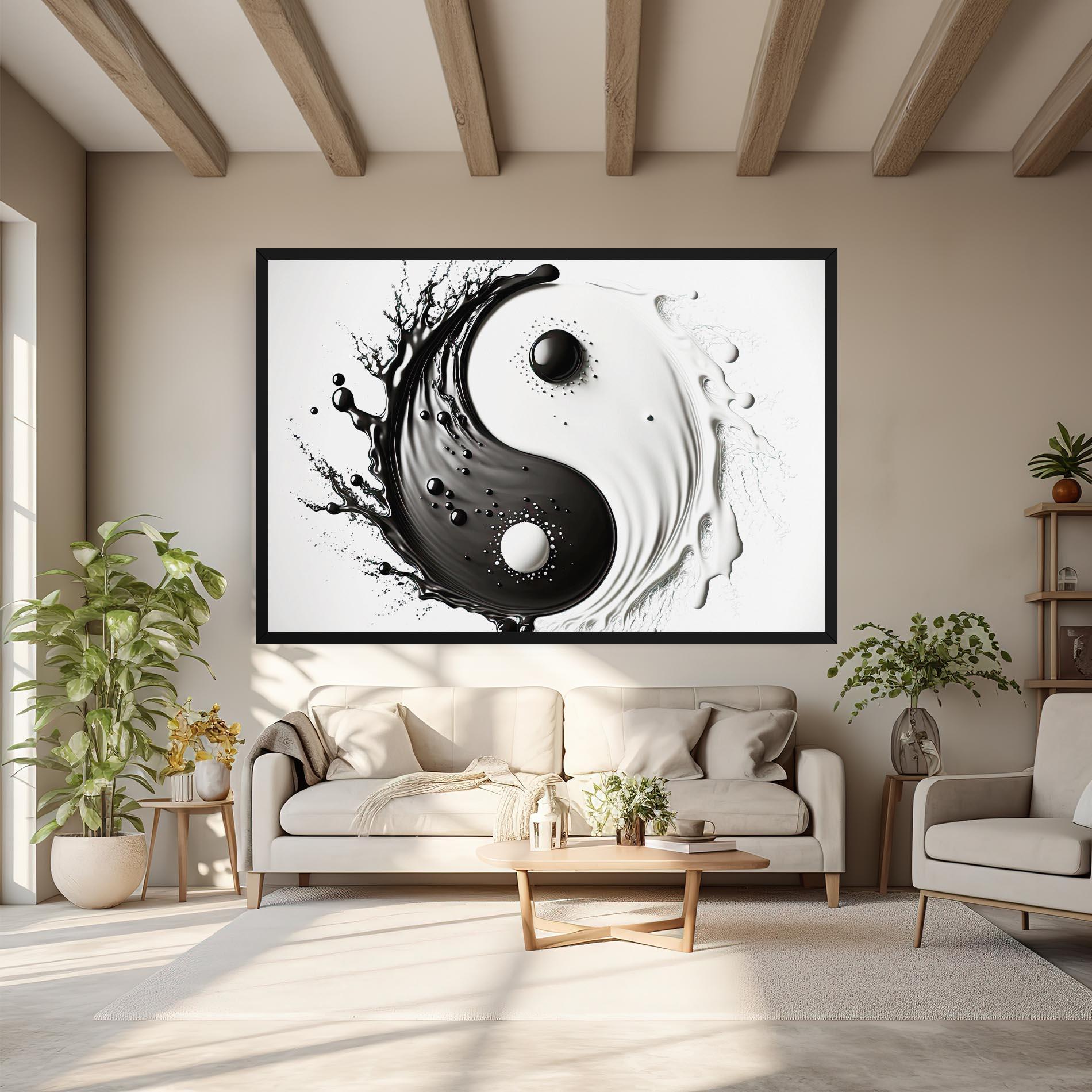 Leinwandbild Black Liquid Yinyang mockup 6