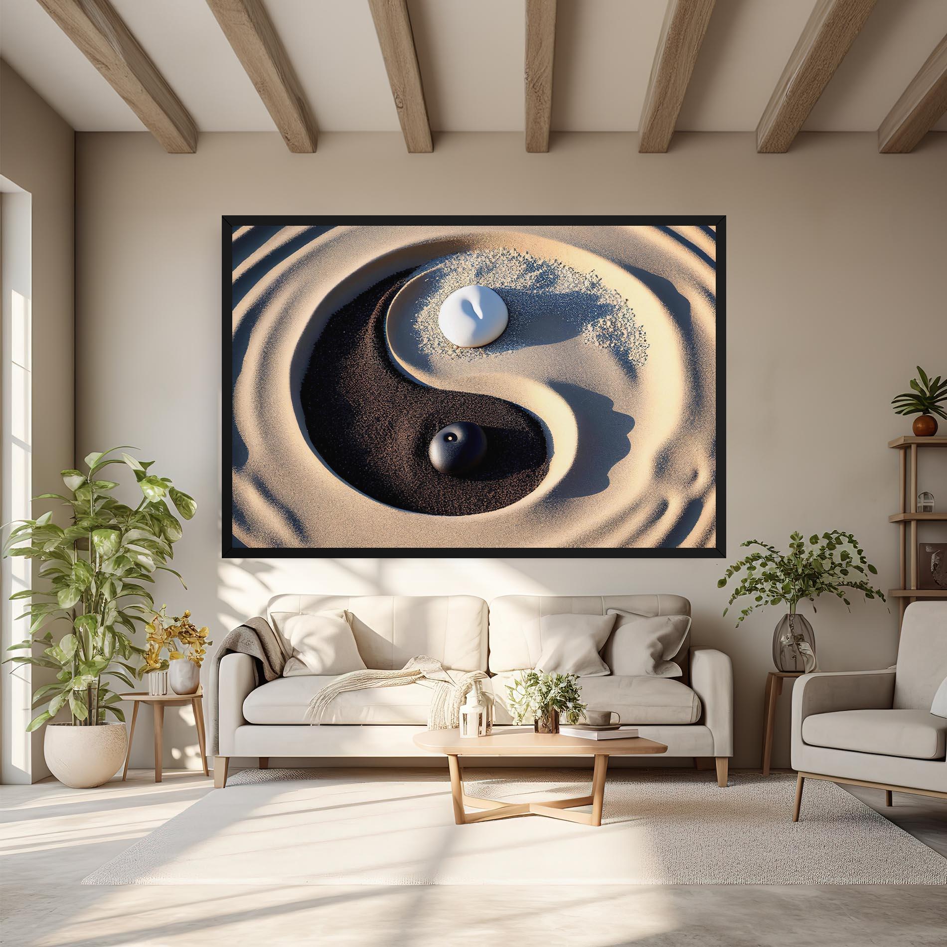 Leinwandbild Black Sand Yinyang mockup 6