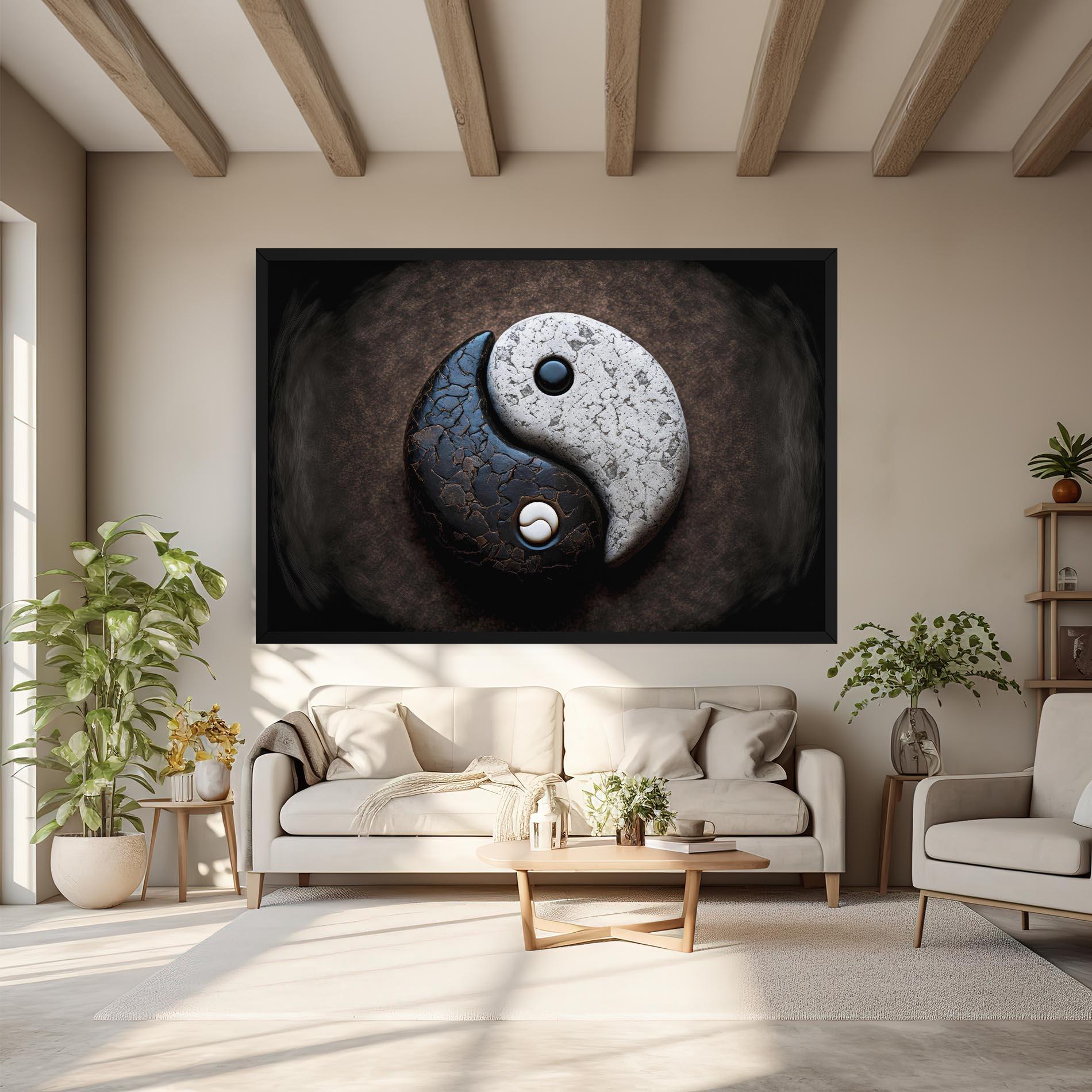 Leinwandbild Black Stone Yinyang mockup 6