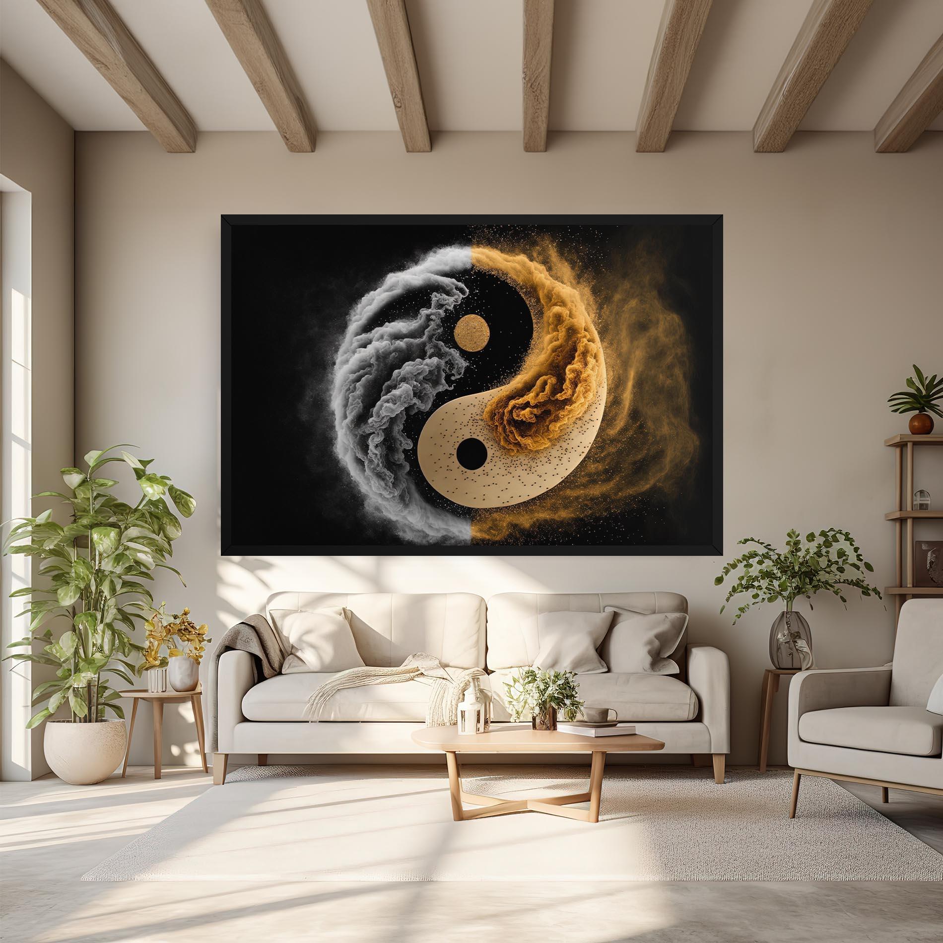 Leinwandbild Cream Smoke Yinyang mockup 6