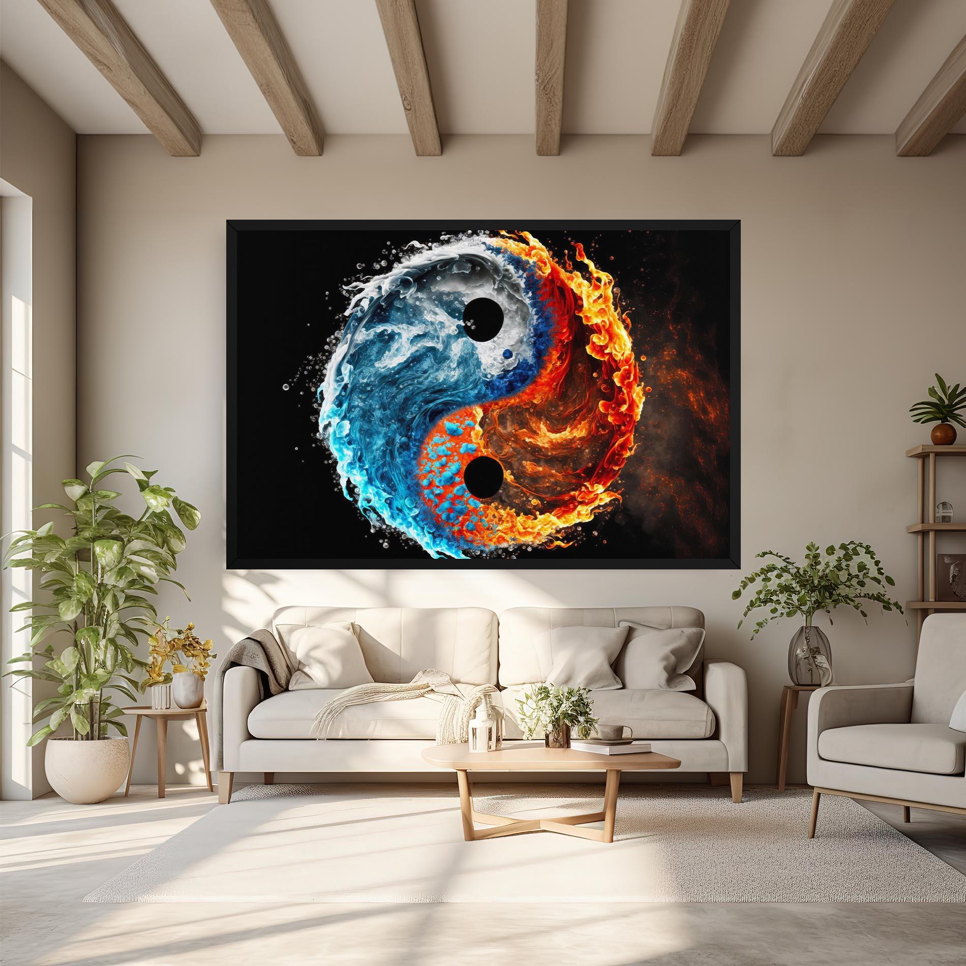 Leinwandbild Fire Water Yin Yang mockup 6