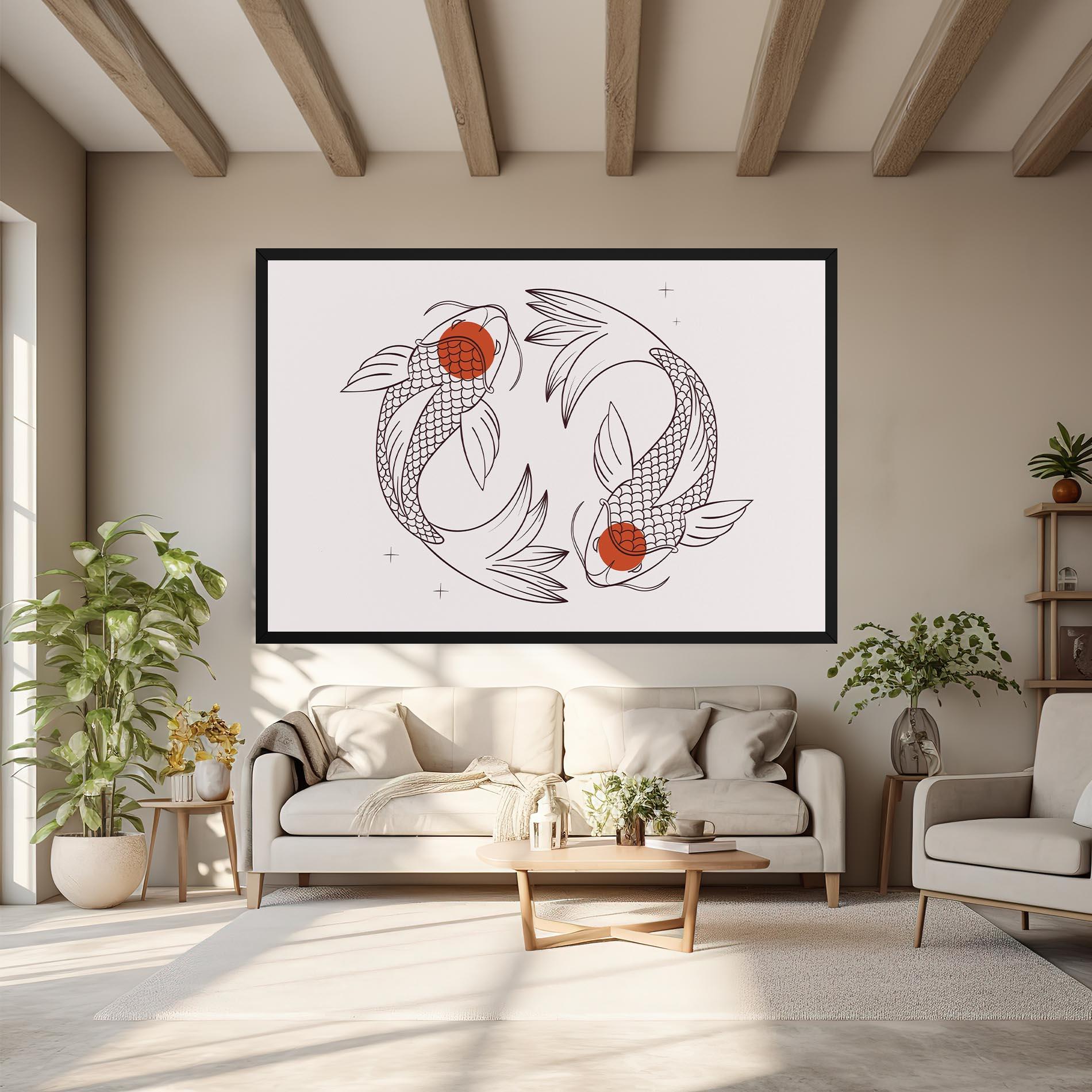 Leinwandbild Koi Yinyang Art mockup 6