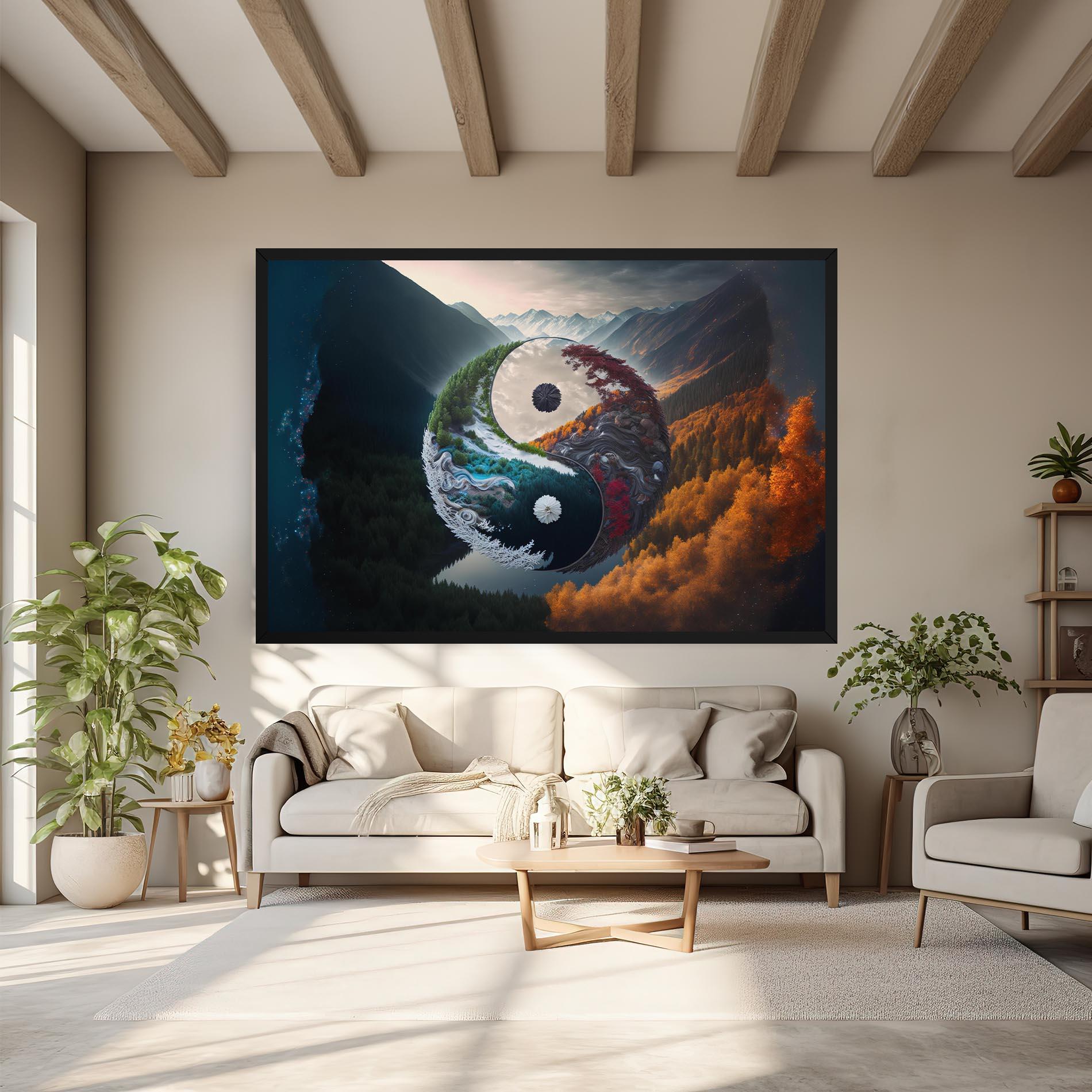Leinwandbild Mountain Yinyang mockup 6