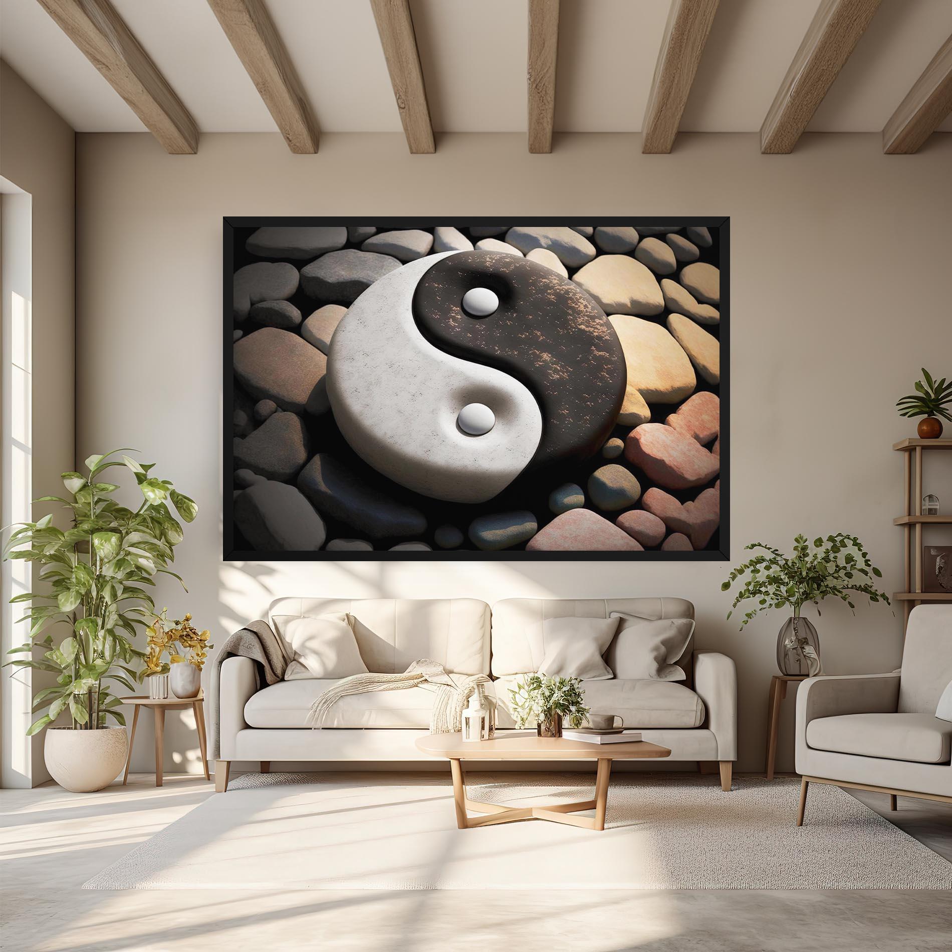 Leinwandbild Stone Yinyang mockup 6