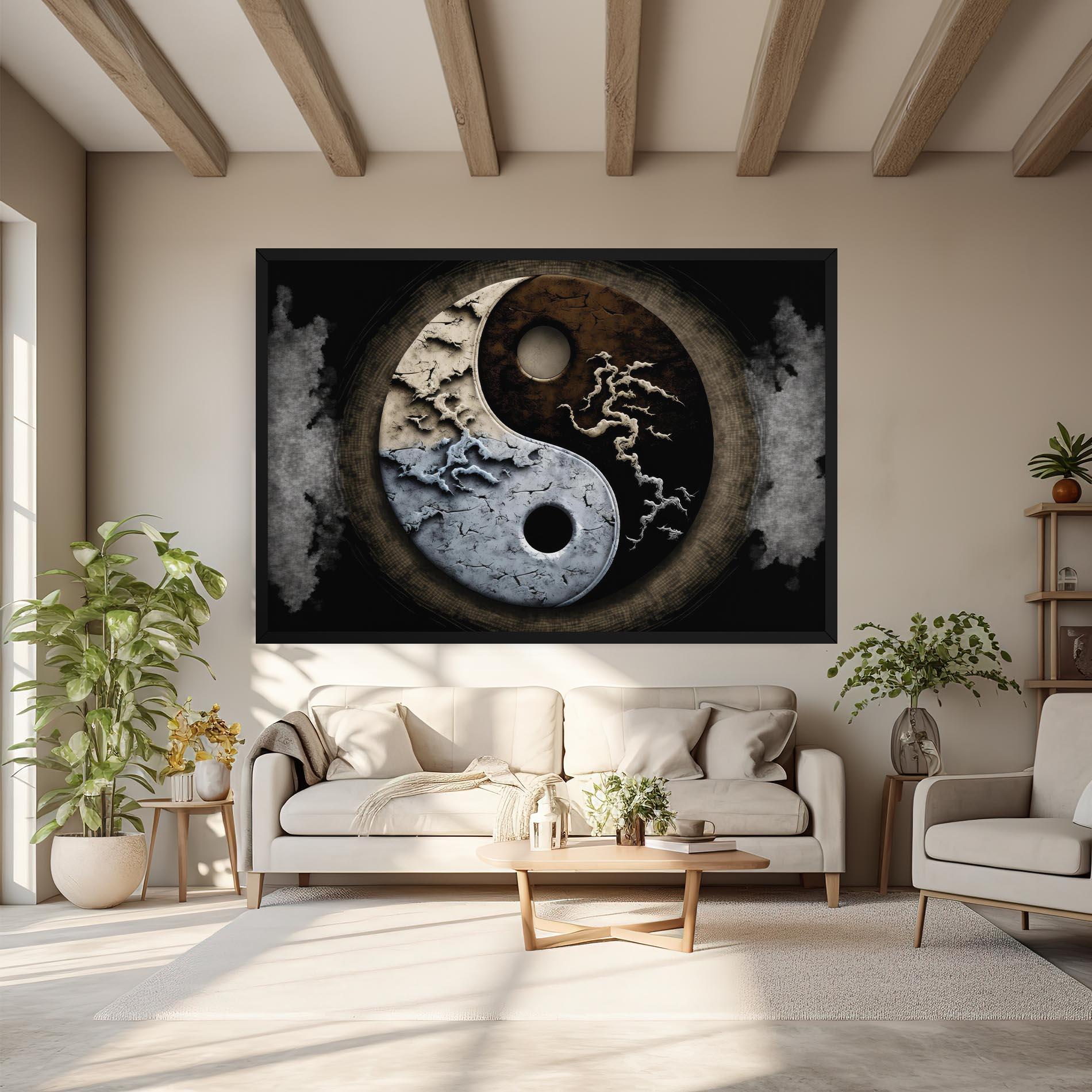 Leinwandbild Vintage Yinyang mockup 6