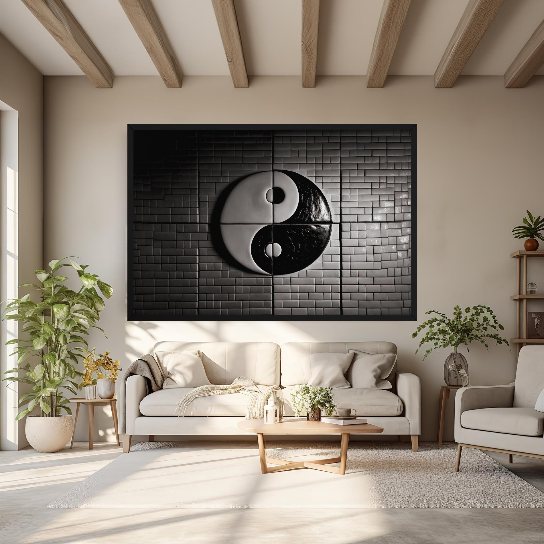 Leinwandbild Yinyang Tiles Wall mockup 6