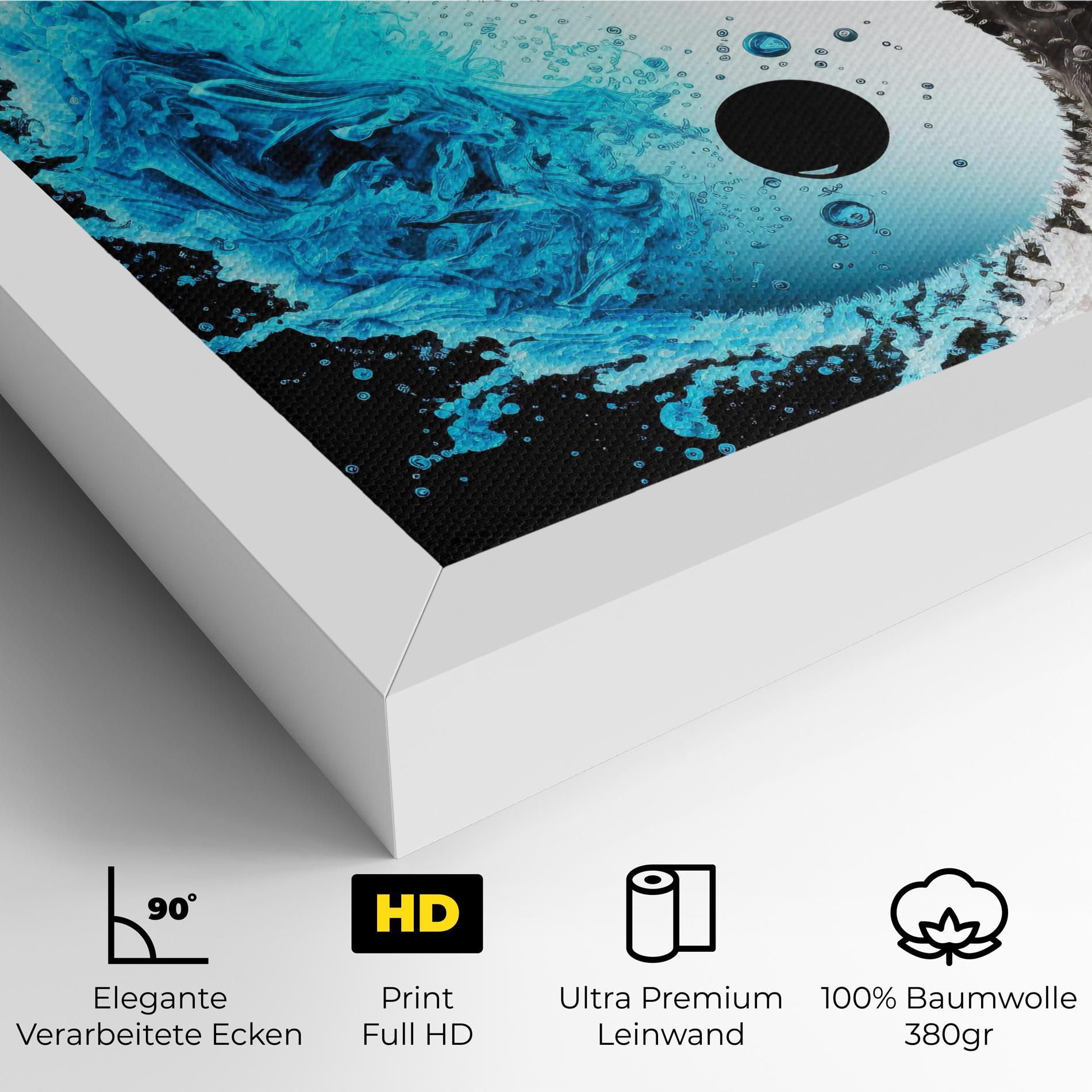 Leinwandbild Blue Black Yinyang mockup 4