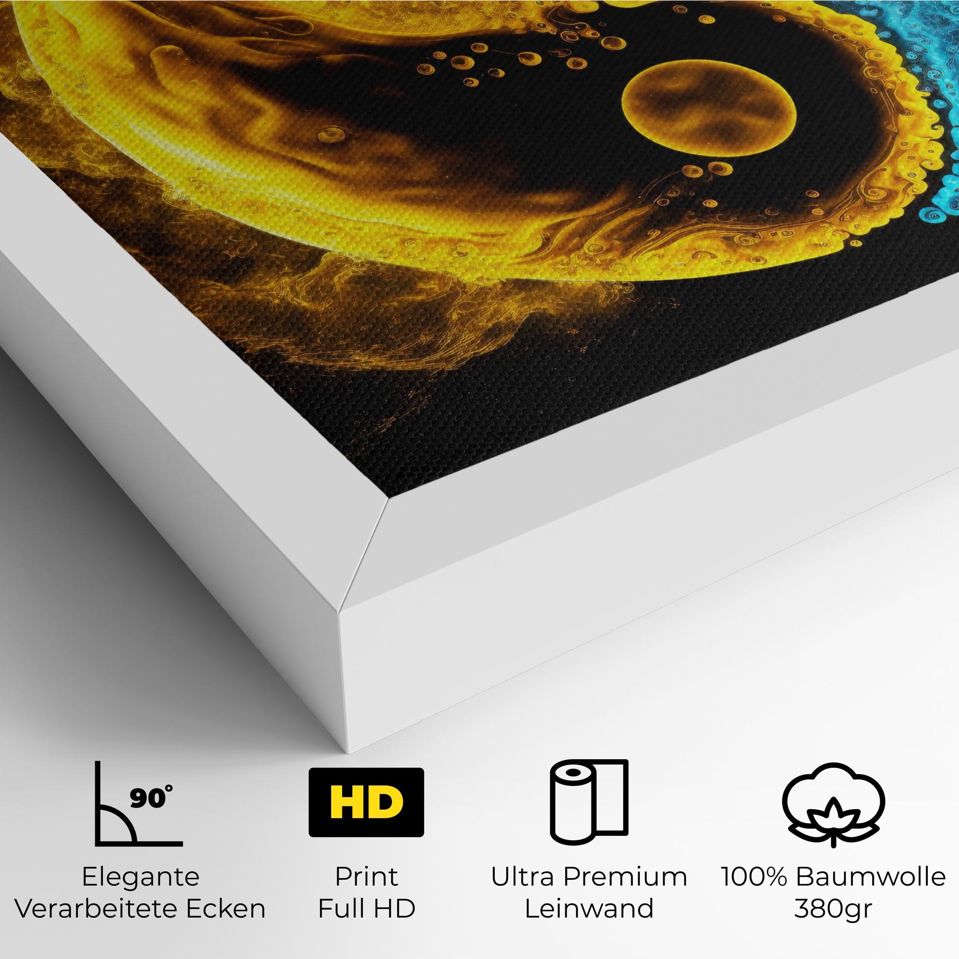 Leinwandbild Yellow Blue Yinyang mockup 4