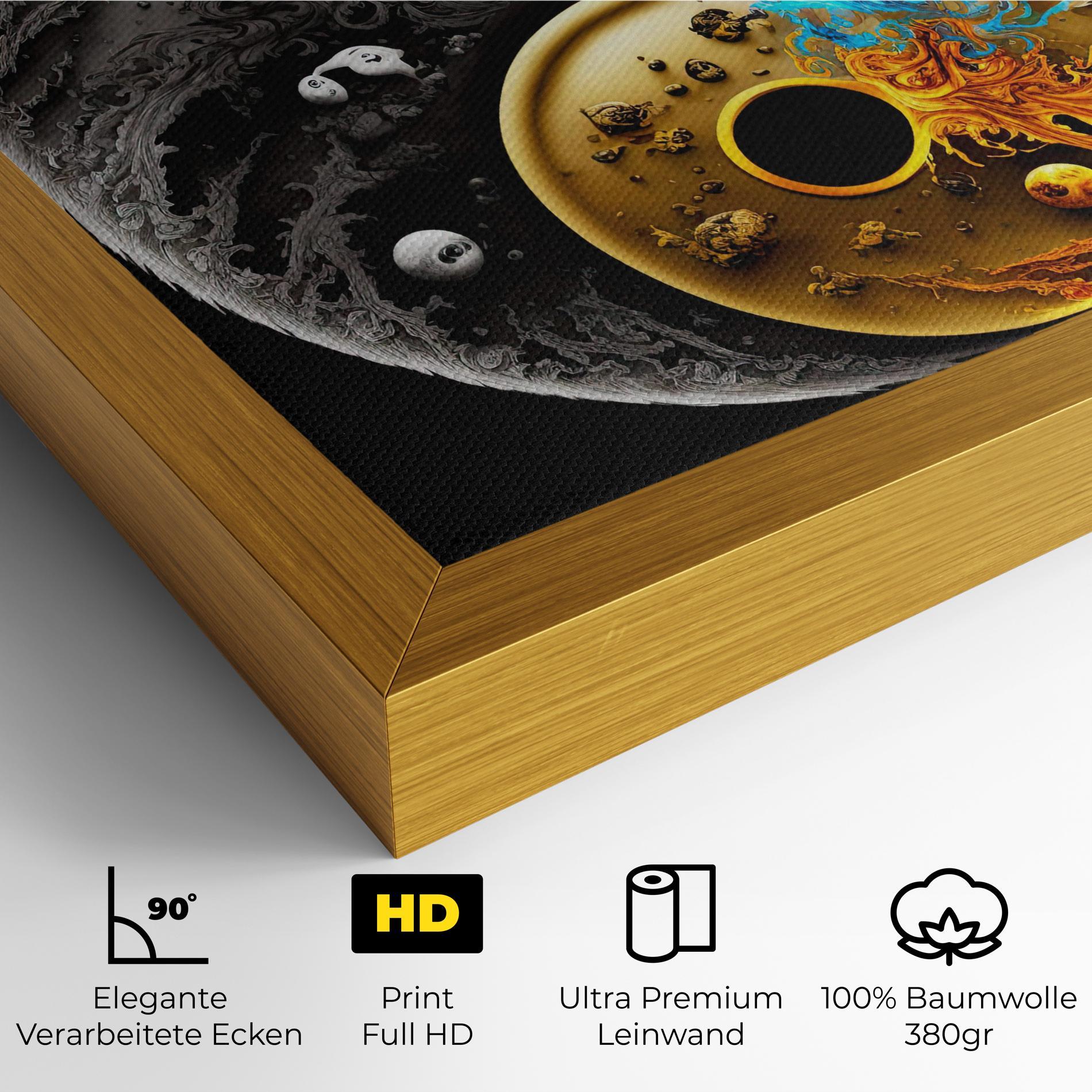 Leinwandbild Black Yellow Yinyang mockup 4