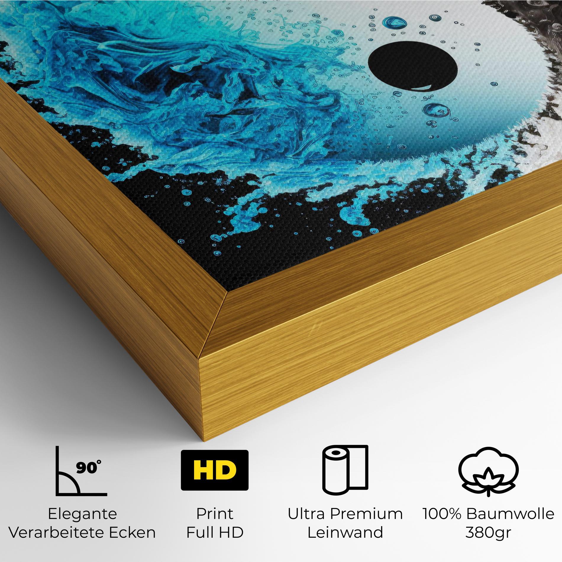 Leinwandbild Blue Black Yinyang mockup 4