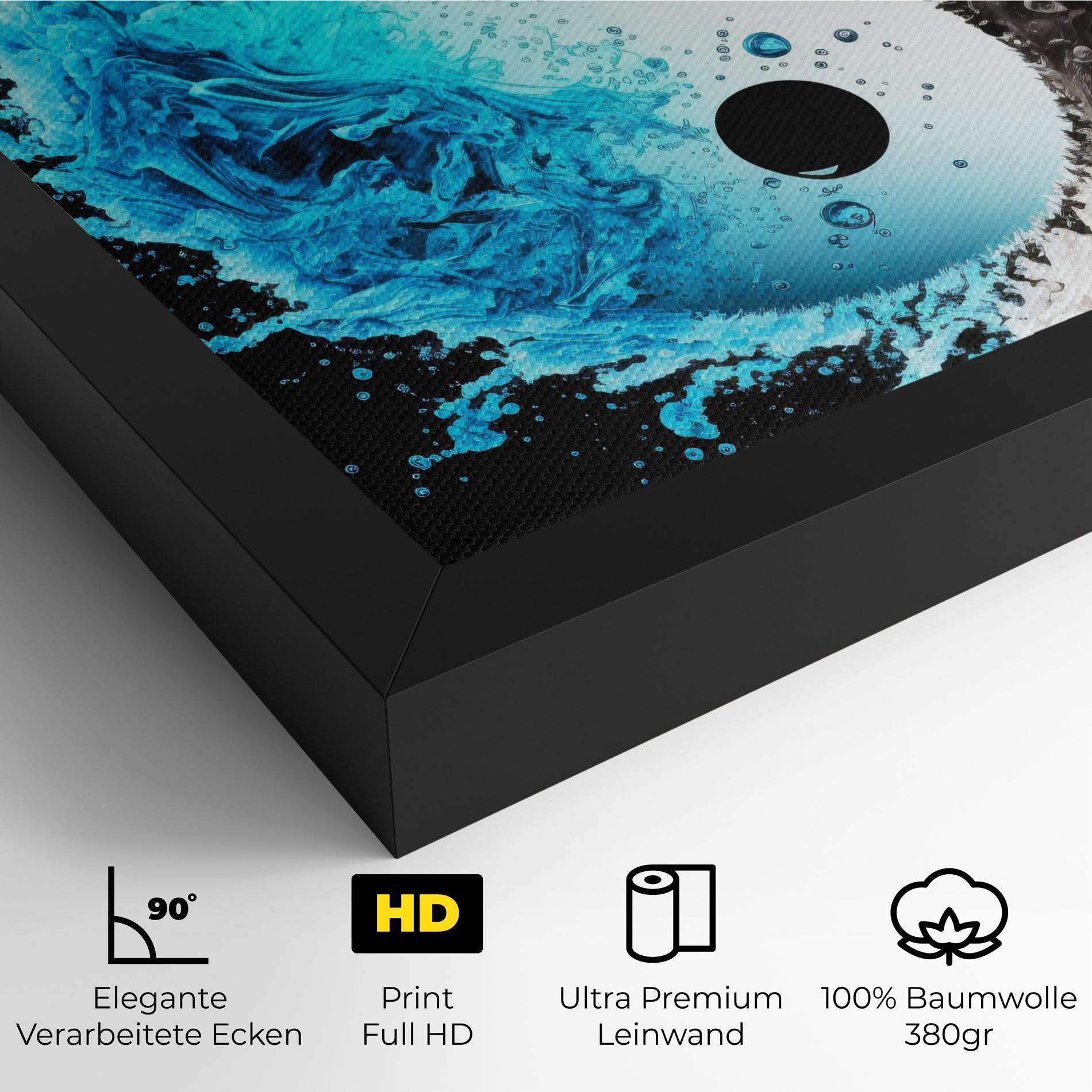 Leinwandbild Blue Black Yinyang mockup 4