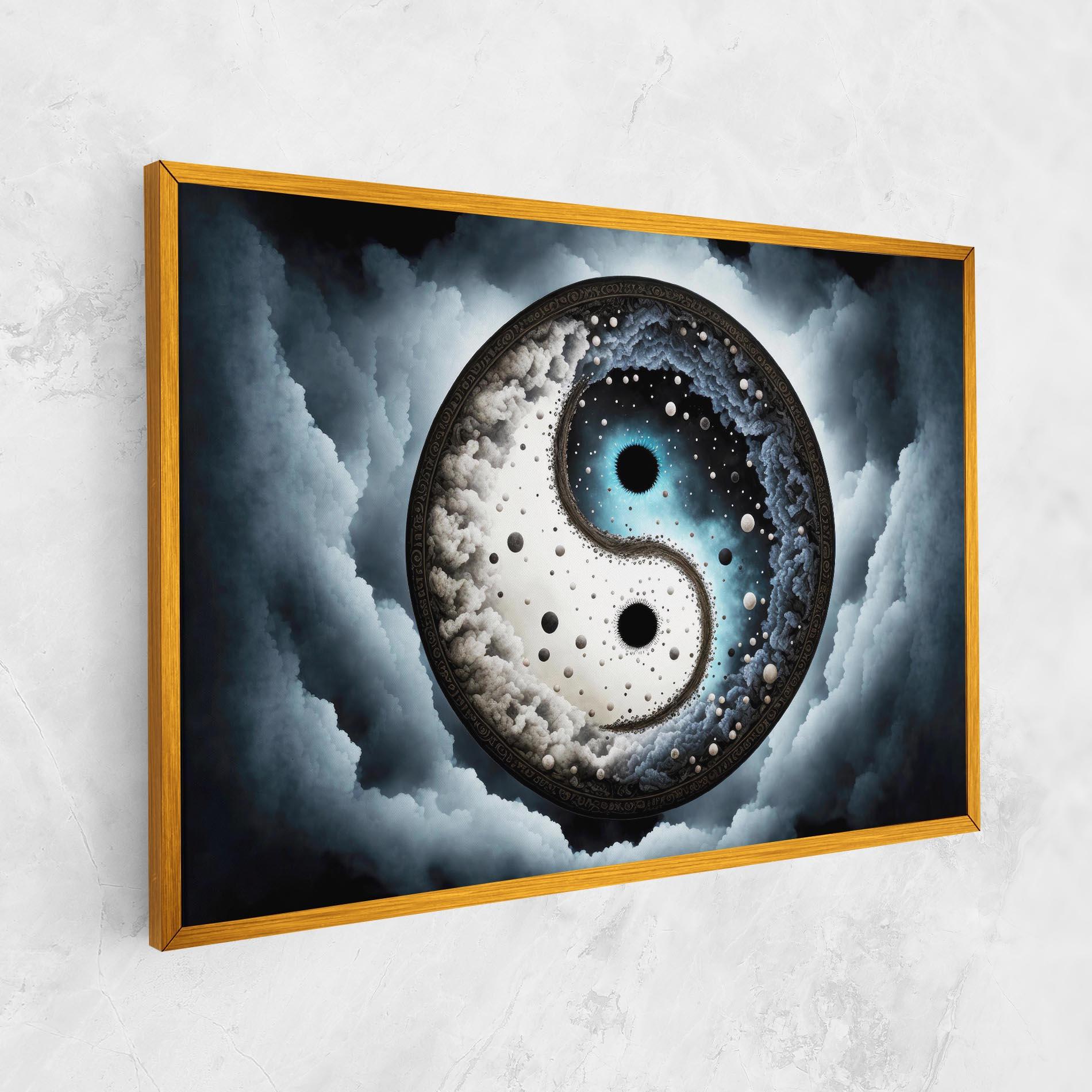Leinwandbild Black Blue Yinyang mockup 1