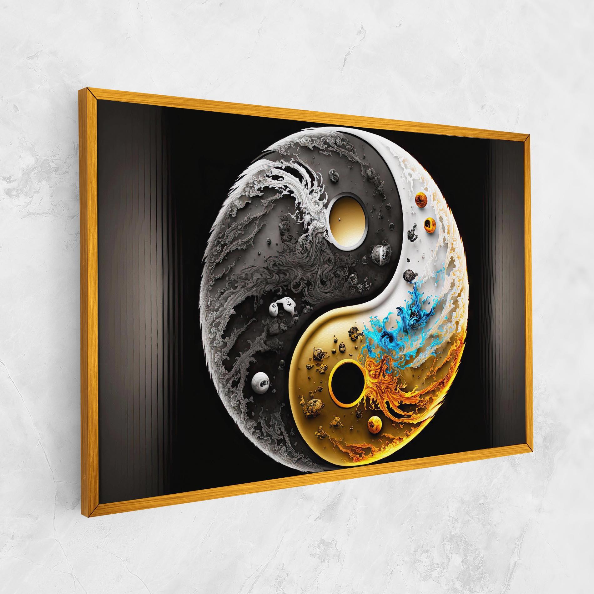 Leinwandbild Black Yellow Yinyang mockup 1