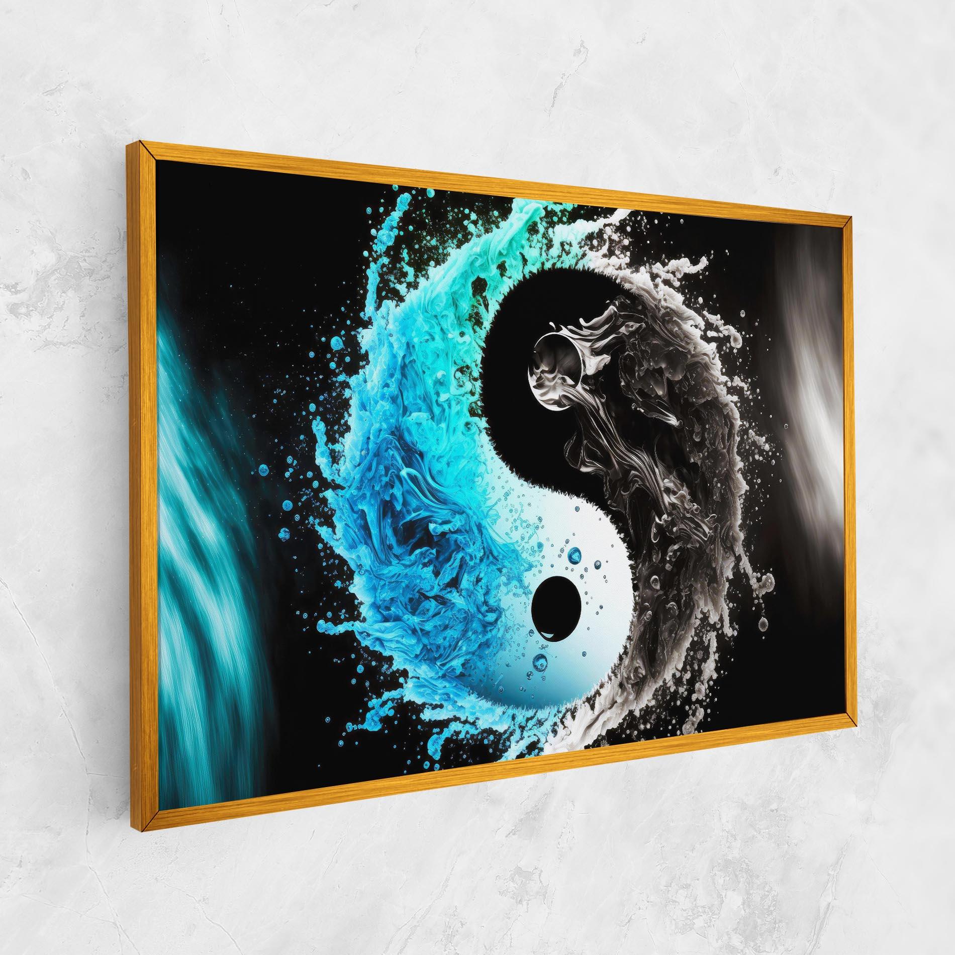 Leinwandbild Blue Black Yinyang mockup 1