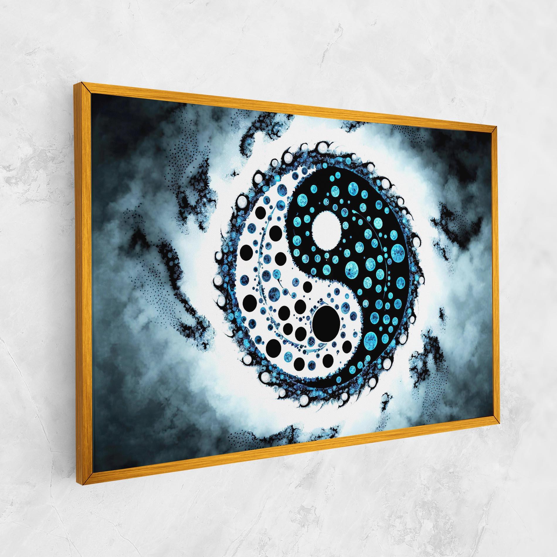 Leinwandbild Blue White Yinyang mockup 1