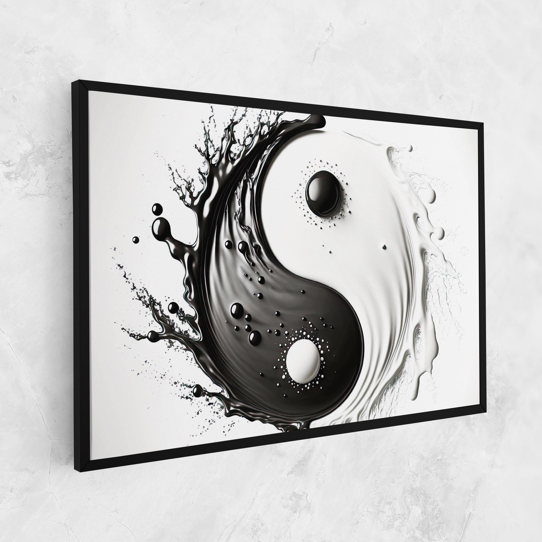 Leinwandbild Black Liquid Yinyang mockup 1