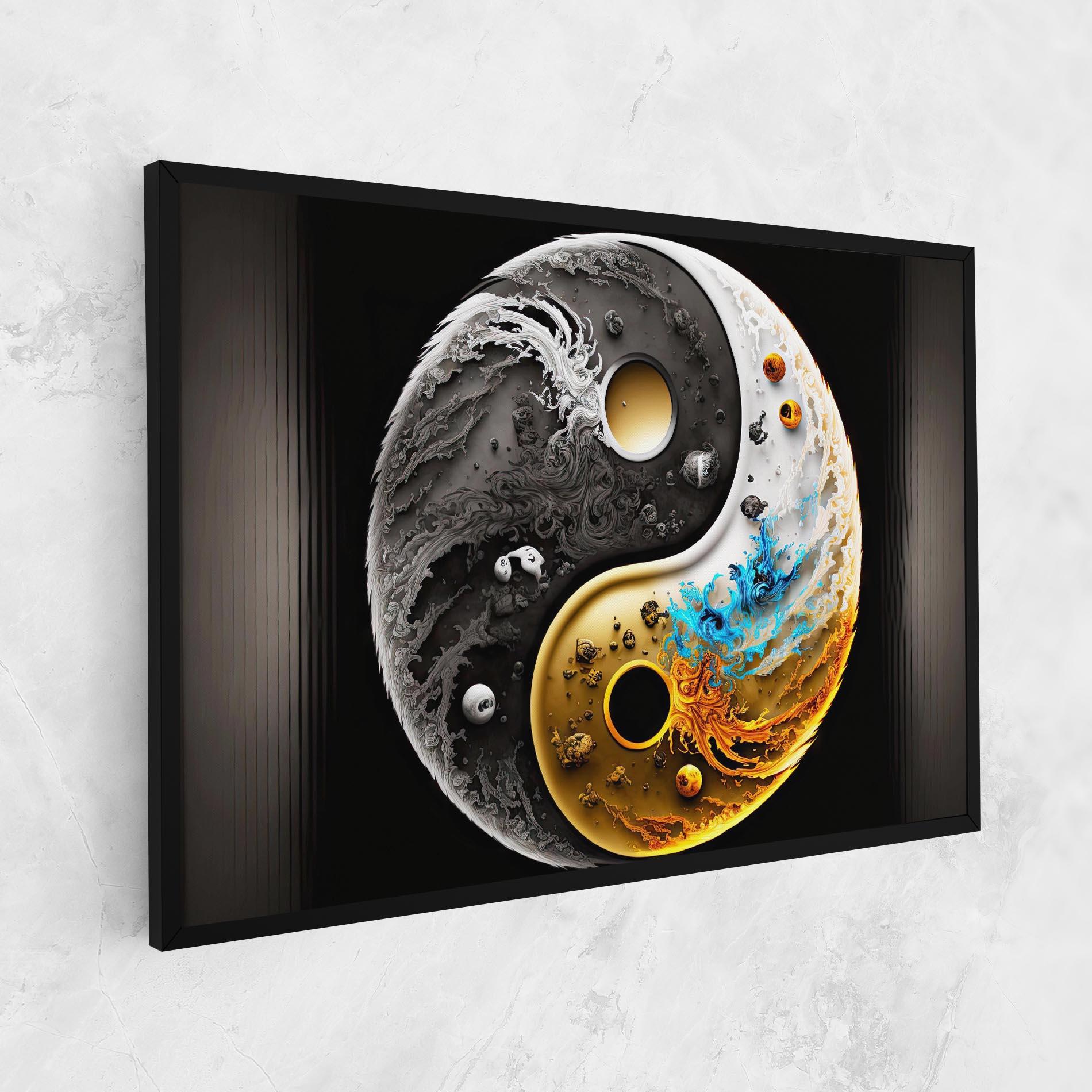 Leinwandbild Black Yellow Yinyang mockup 1