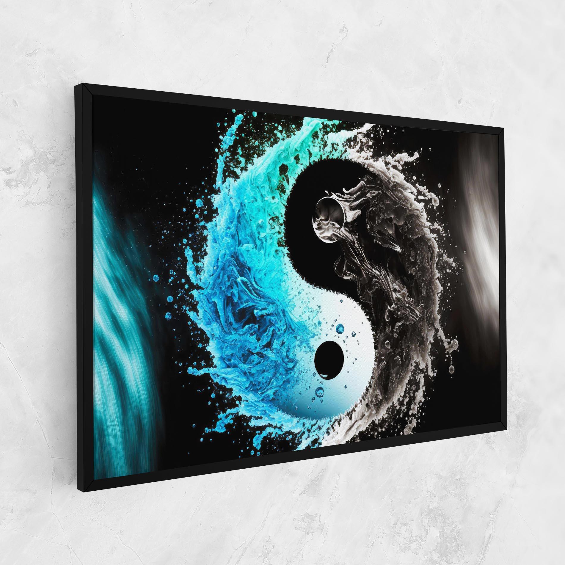Leinwandbild Blue Black Yinyang mockup 1