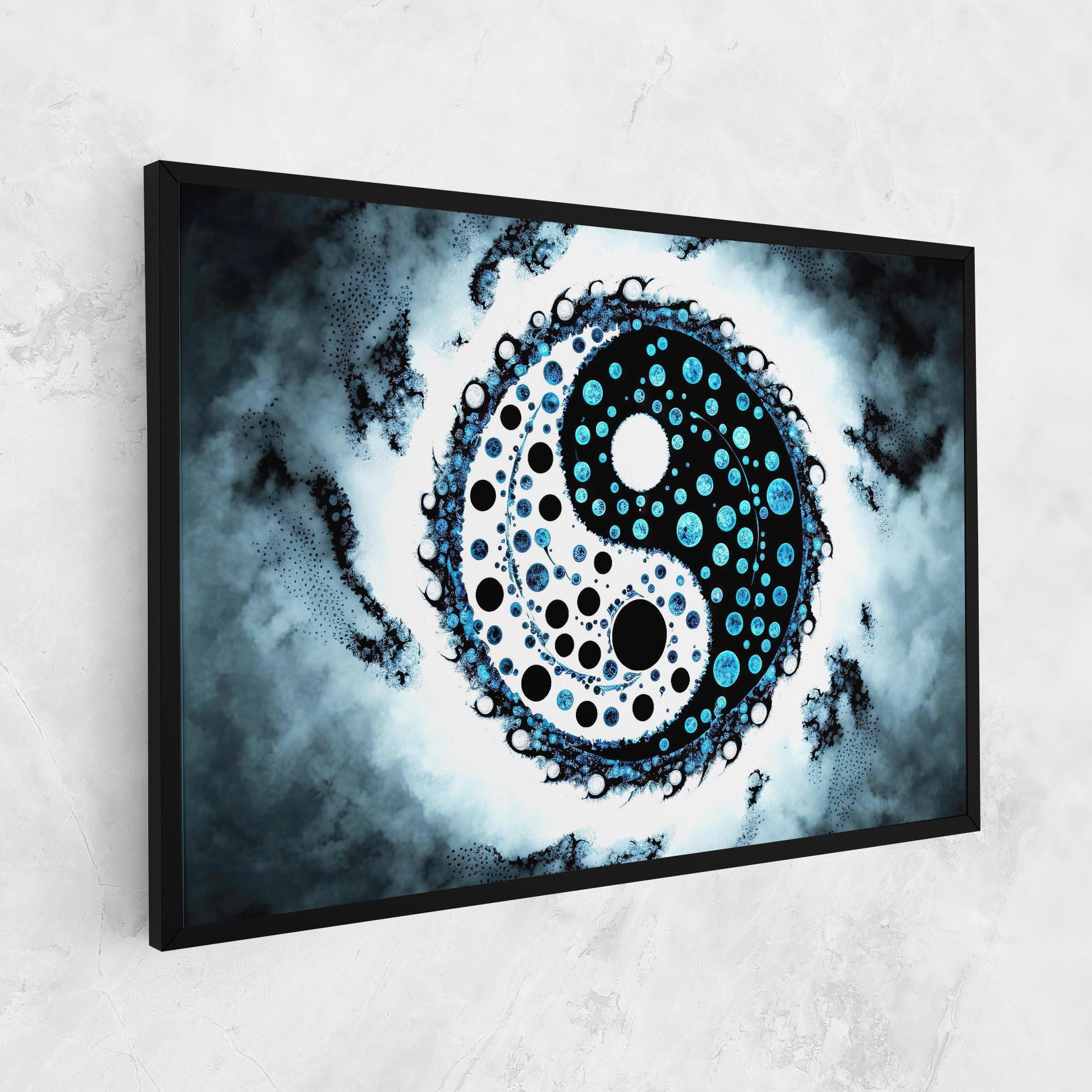 Leinwandbild Blue White Yinyang mockup 1