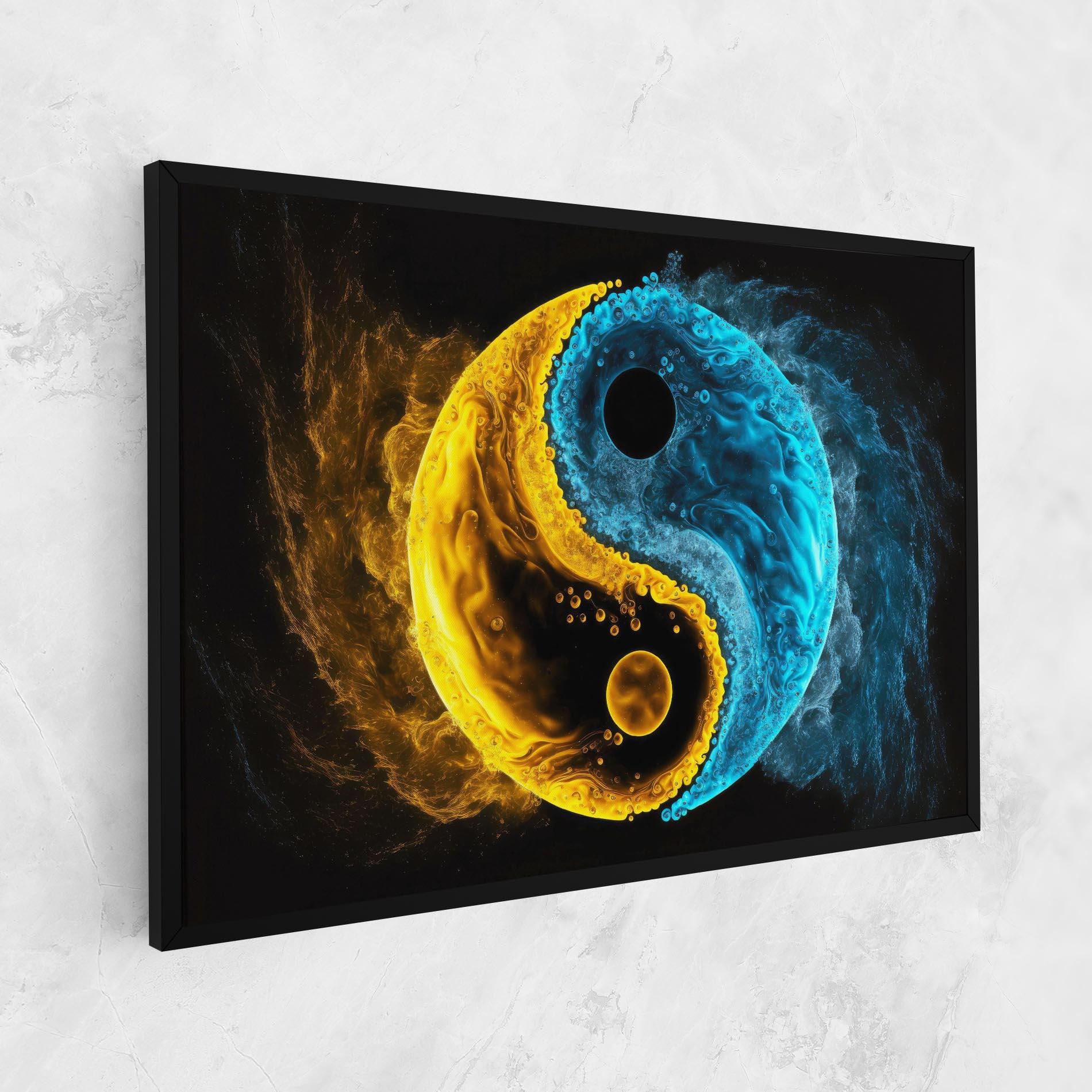 Leinwandbild Yellow Blue Yinyang mockup 1