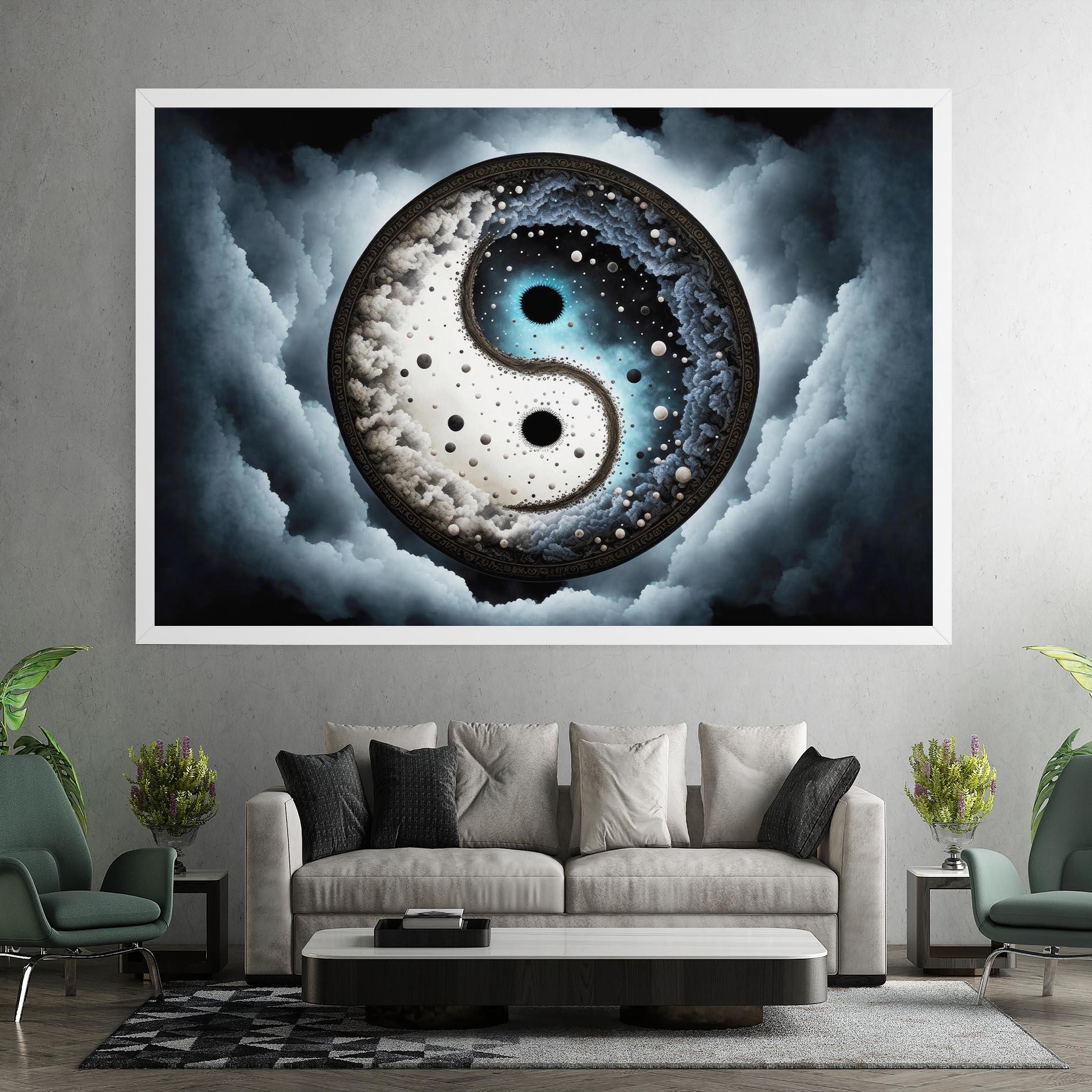 Leinwandbild Black Blue Yinyang mockup 7