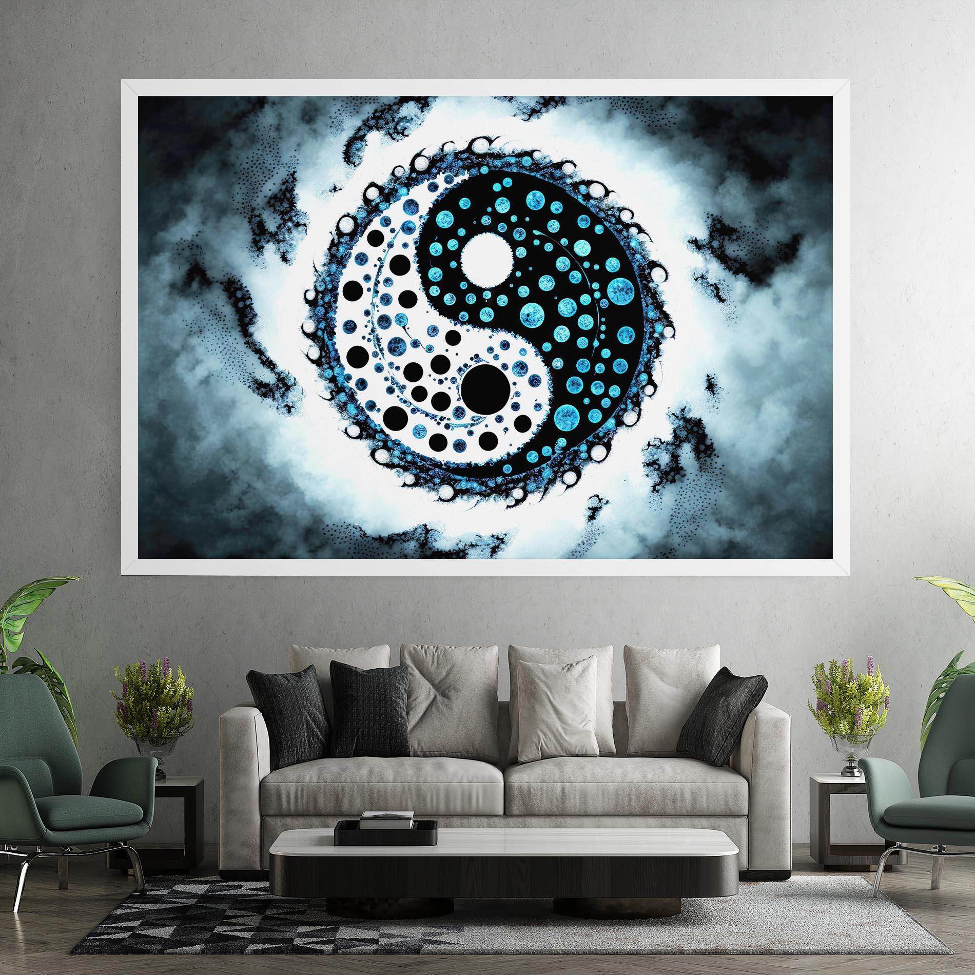 Leinwandbild Blue White Yinyang mockup 7