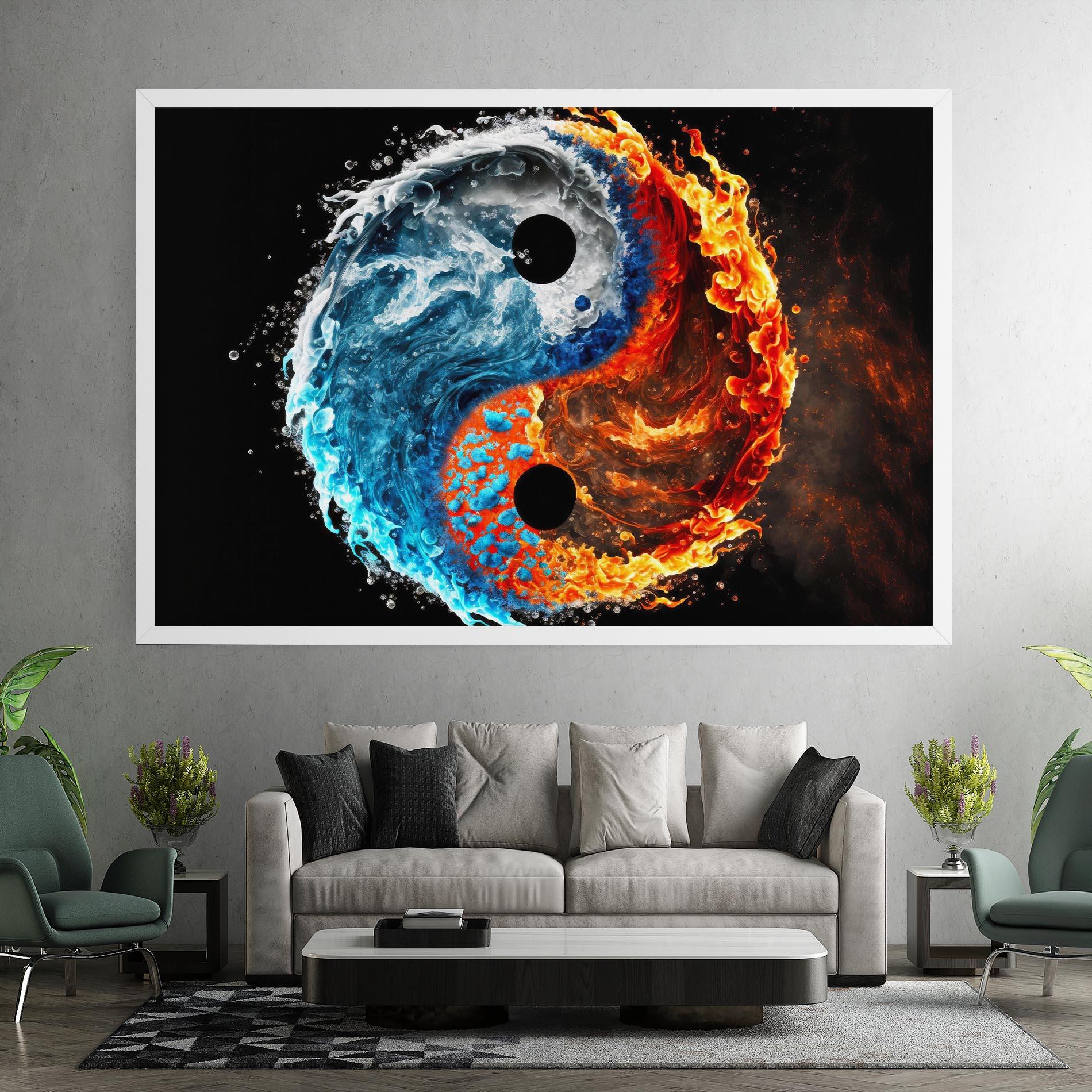 Leinwandbild Fire Water Yin Yang mockup 7