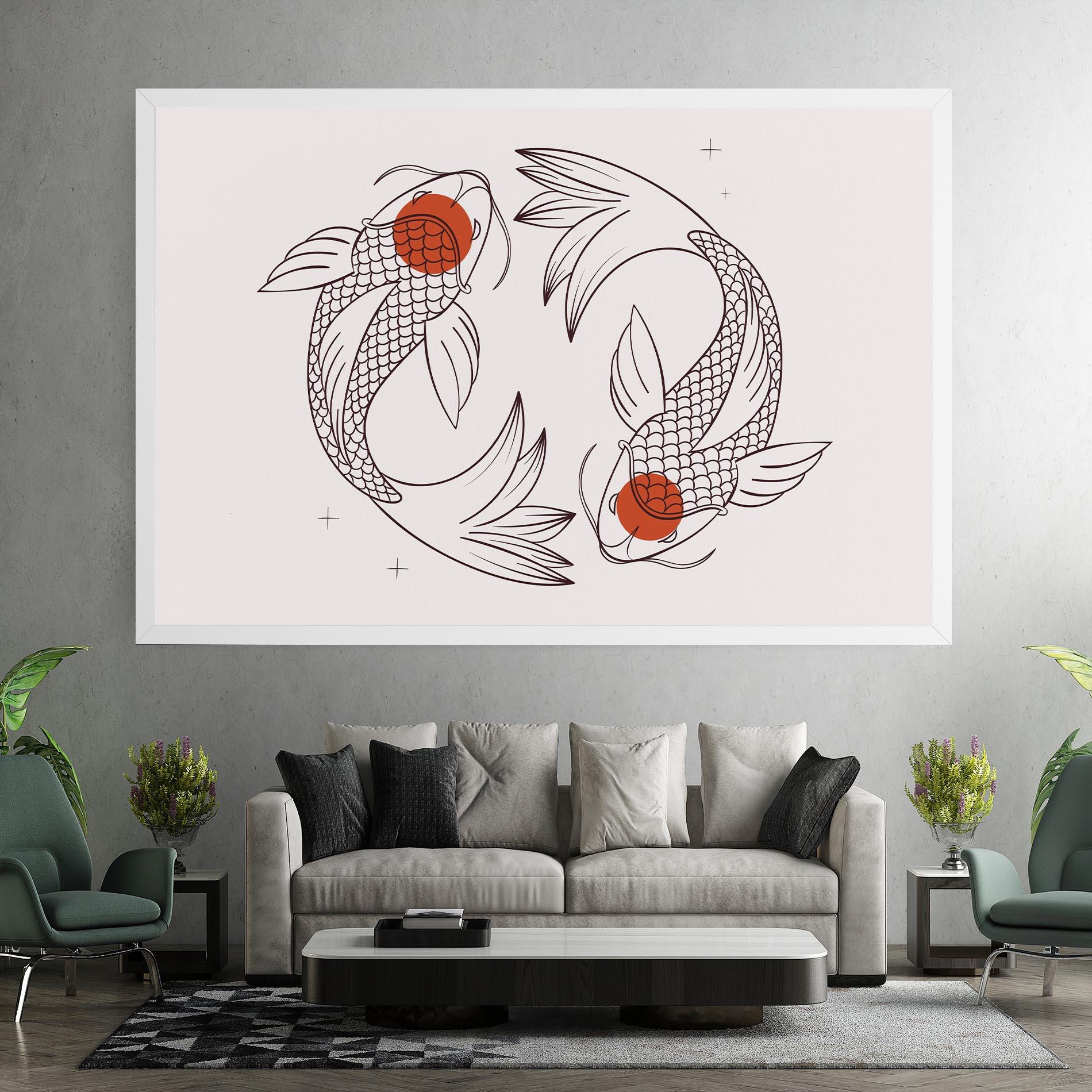 Leinwandbild Koi Yinyang Art mockup 7