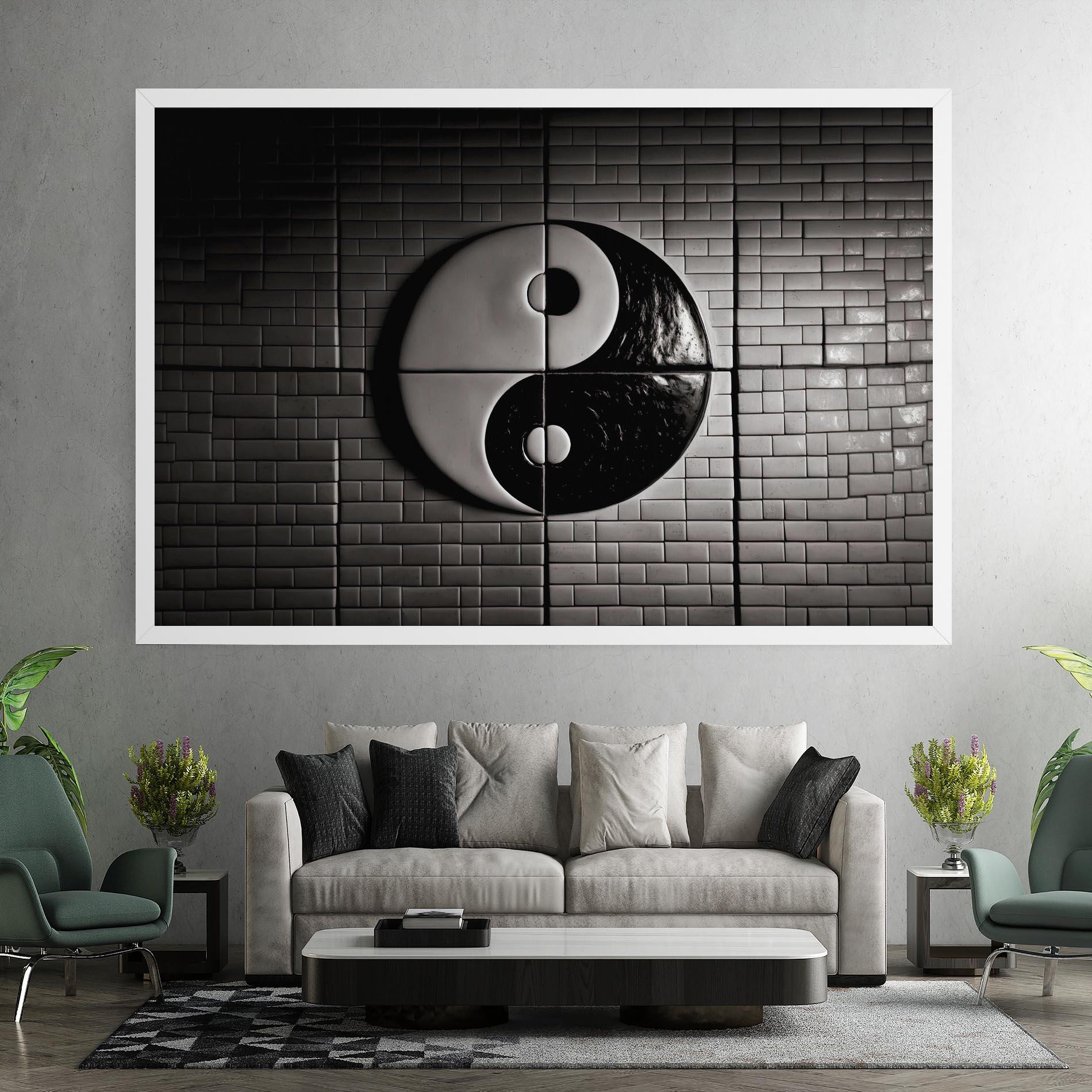 Leinwandbild Yinyang Tiles Wall mockup 7