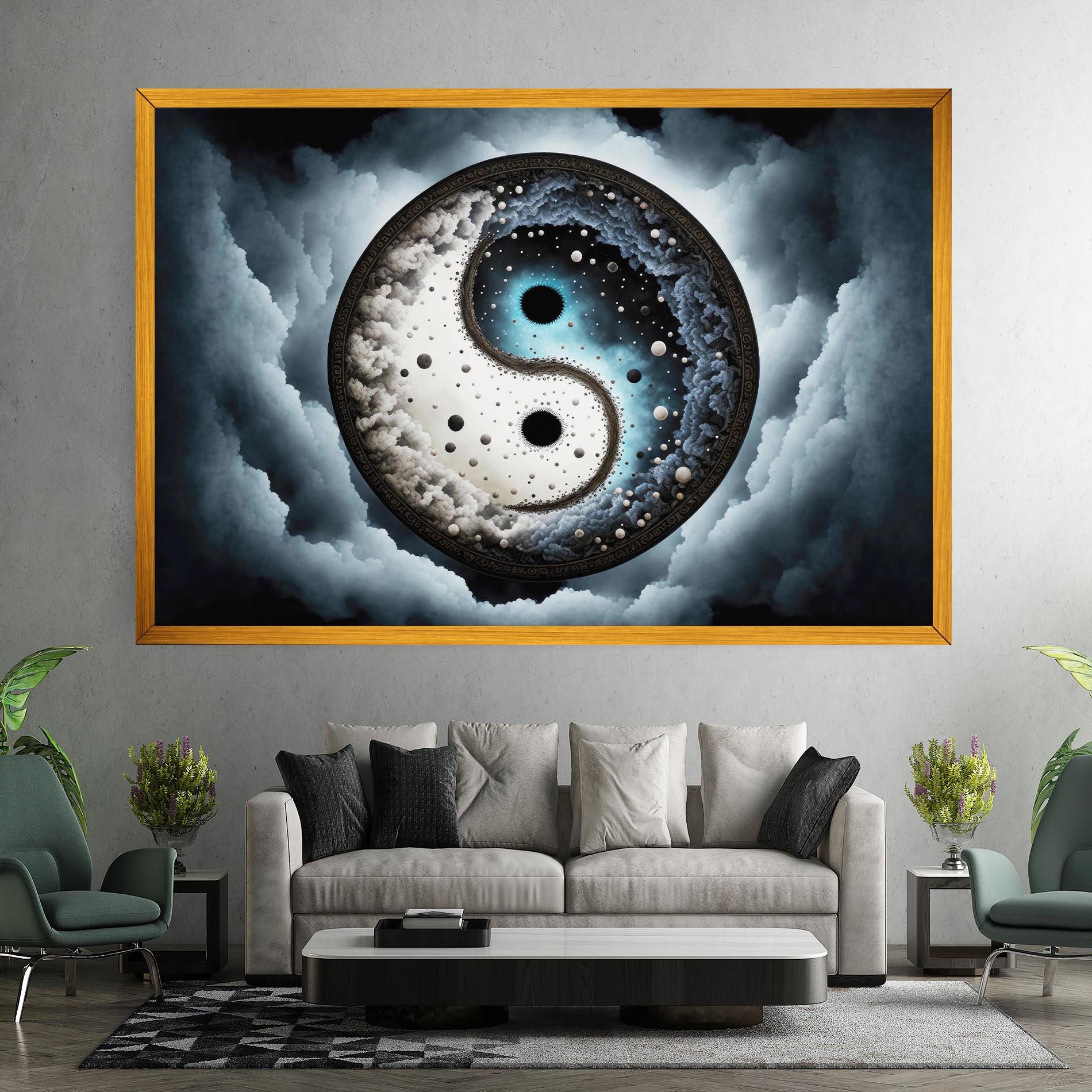 Leinwandbild Black Blue Yinyang mockup 7