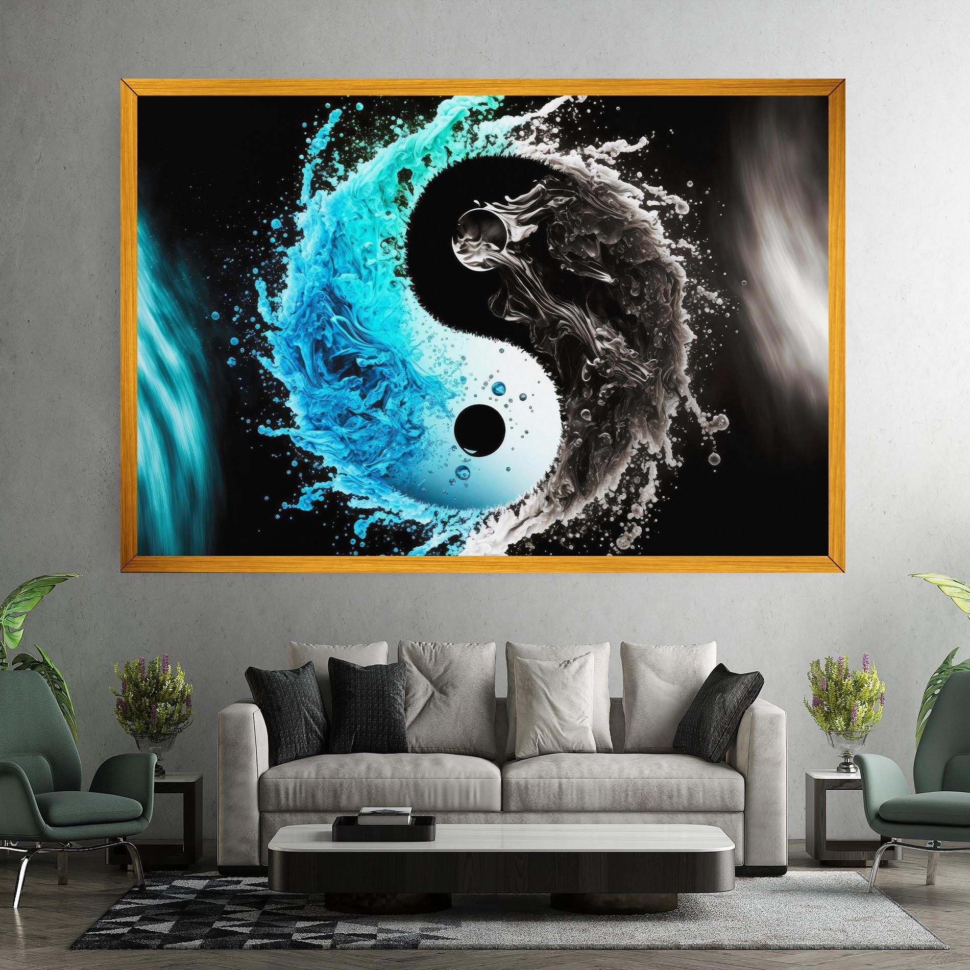 Leinwandbild Blue Black Yinyang mockup 7