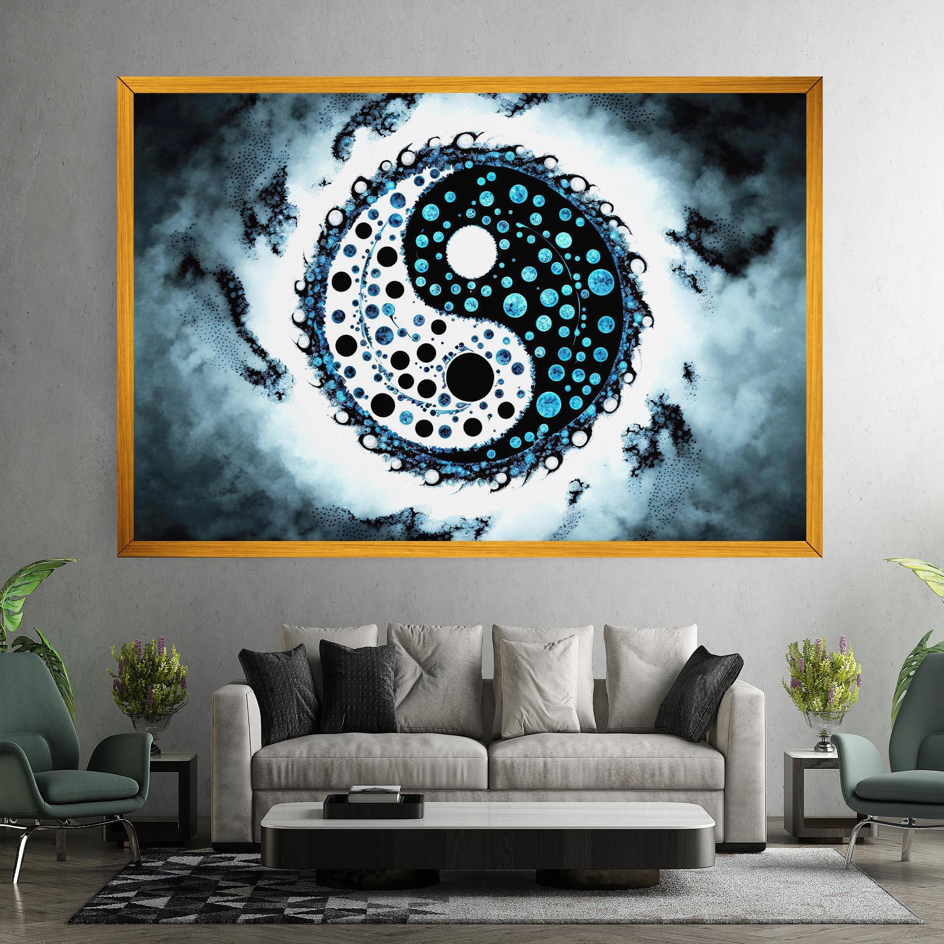 Leinwandbild Blue White Yinyang mockup 7