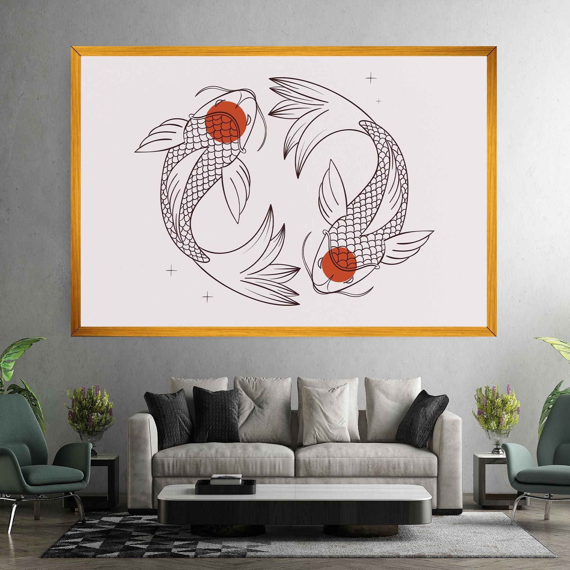Leinwandbild Koi Yinyang Art mockup 7