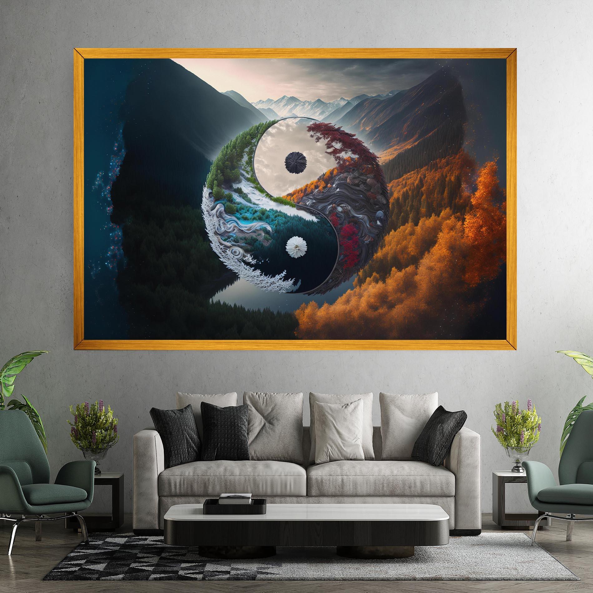 Leinwandbild Mountain Yinyang mockup 7