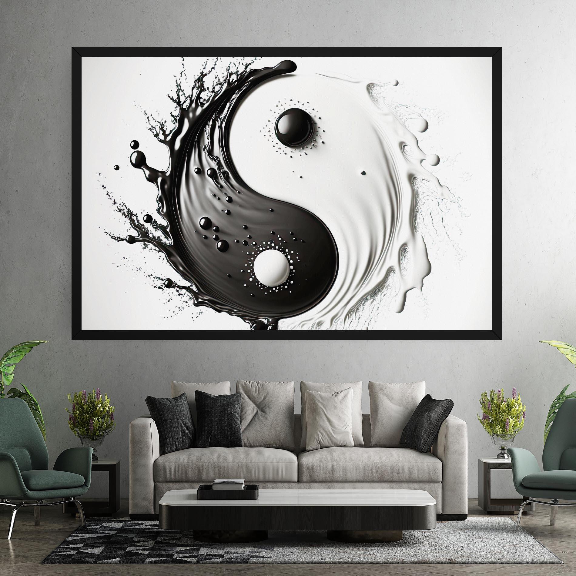 Leinwandbild Black Liquid Yinyang mockup 7