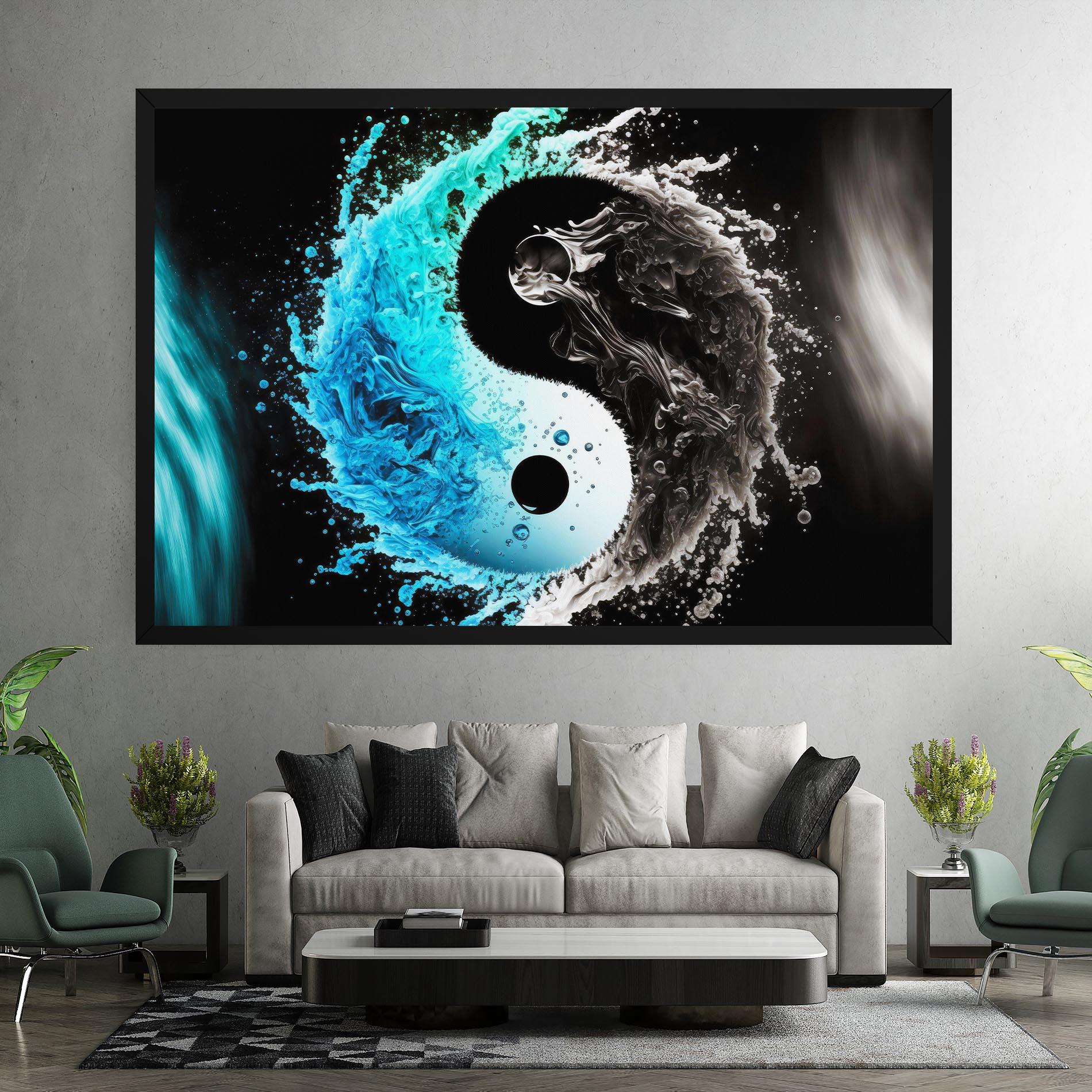 Leinwandbild Blue Black Yinyang mockup 7