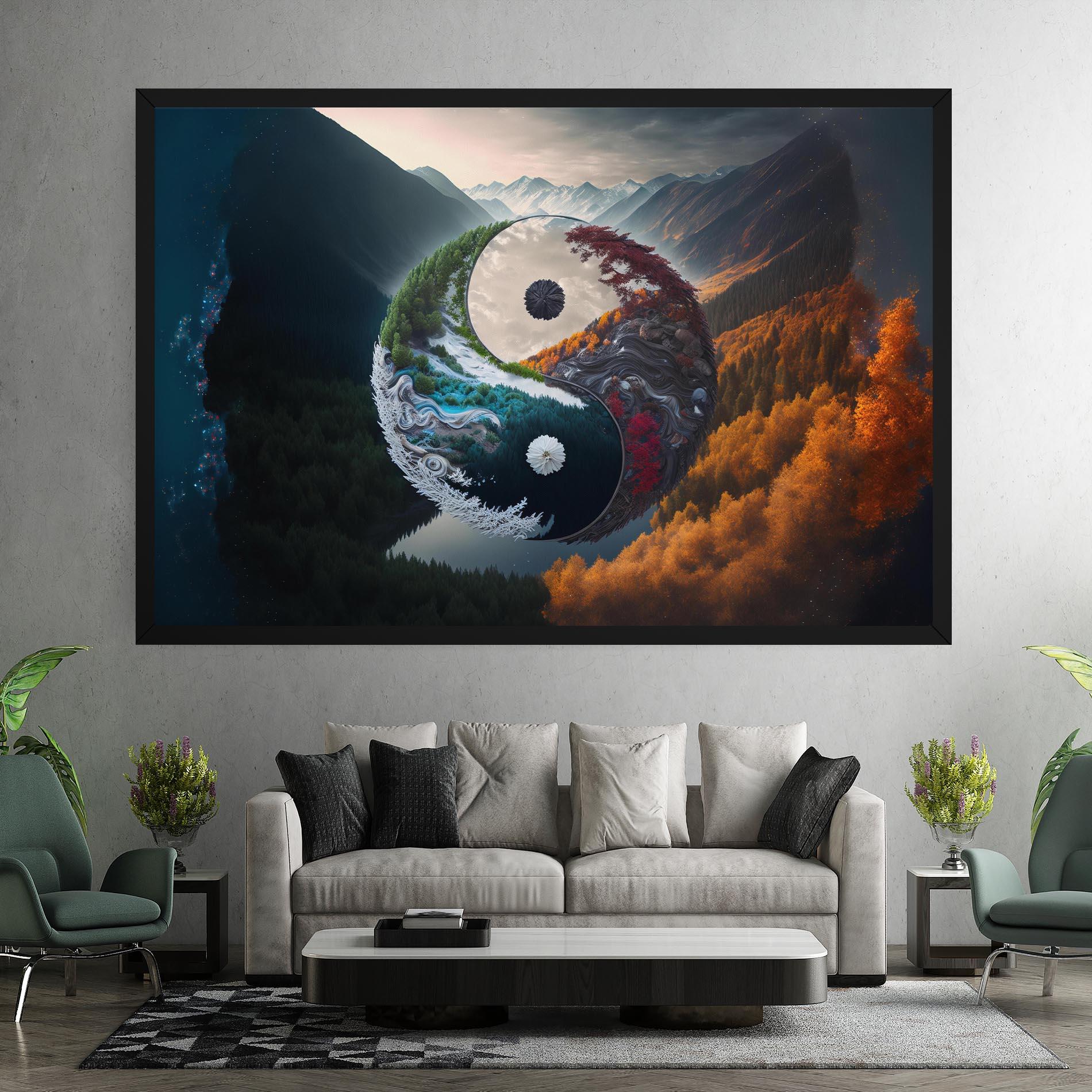 Leinwandbild Mountain Yinyang mockup 7