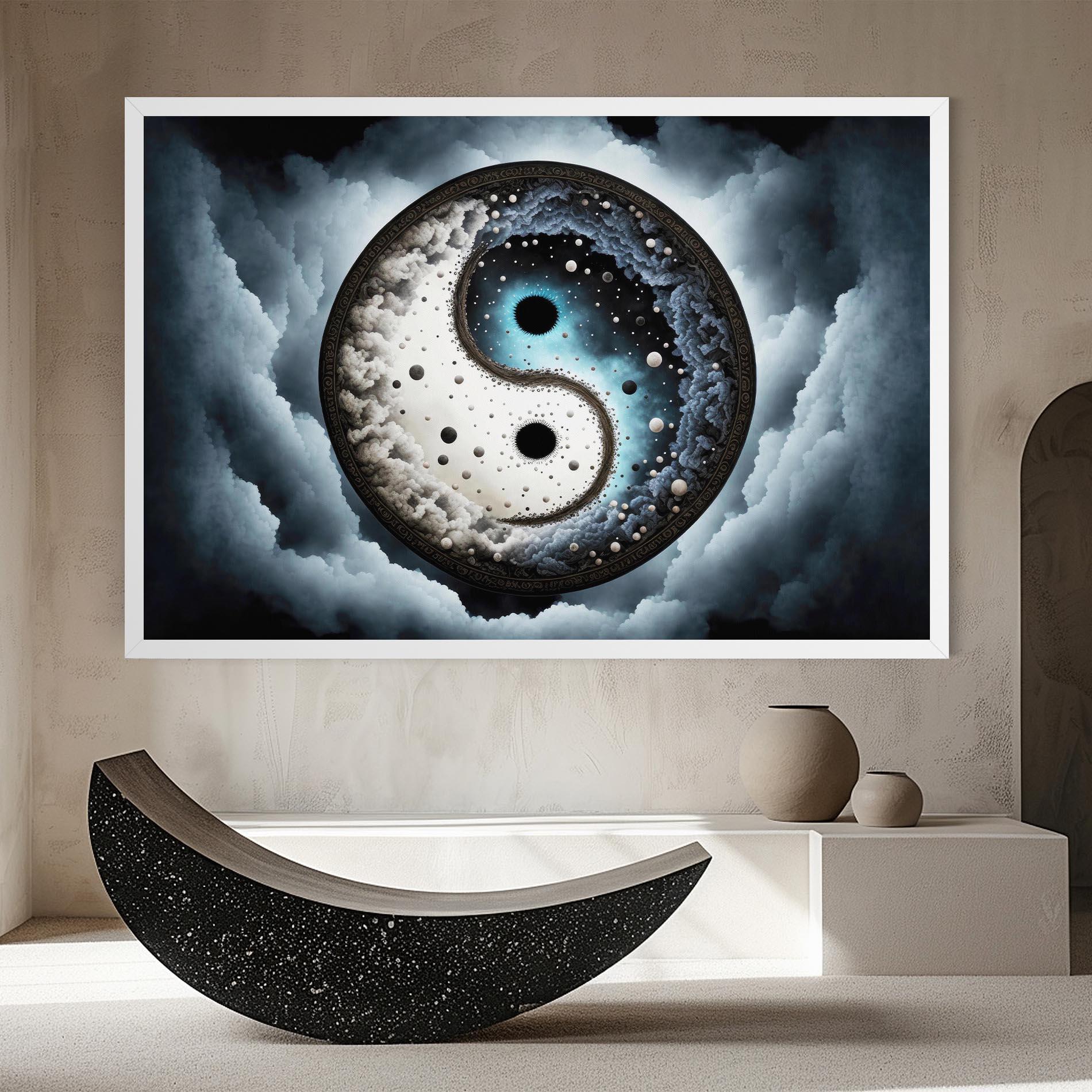 Leinwandbild Black Blue Yinyang mockup 8