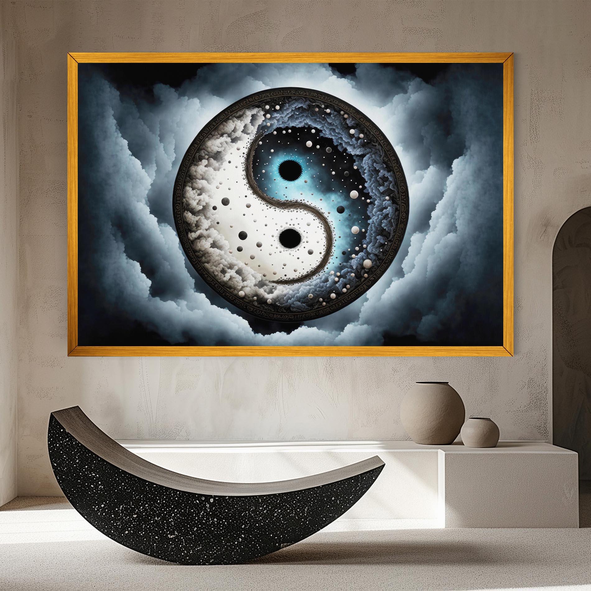 Leinwandbild Black Blue Yinyang mockup 8