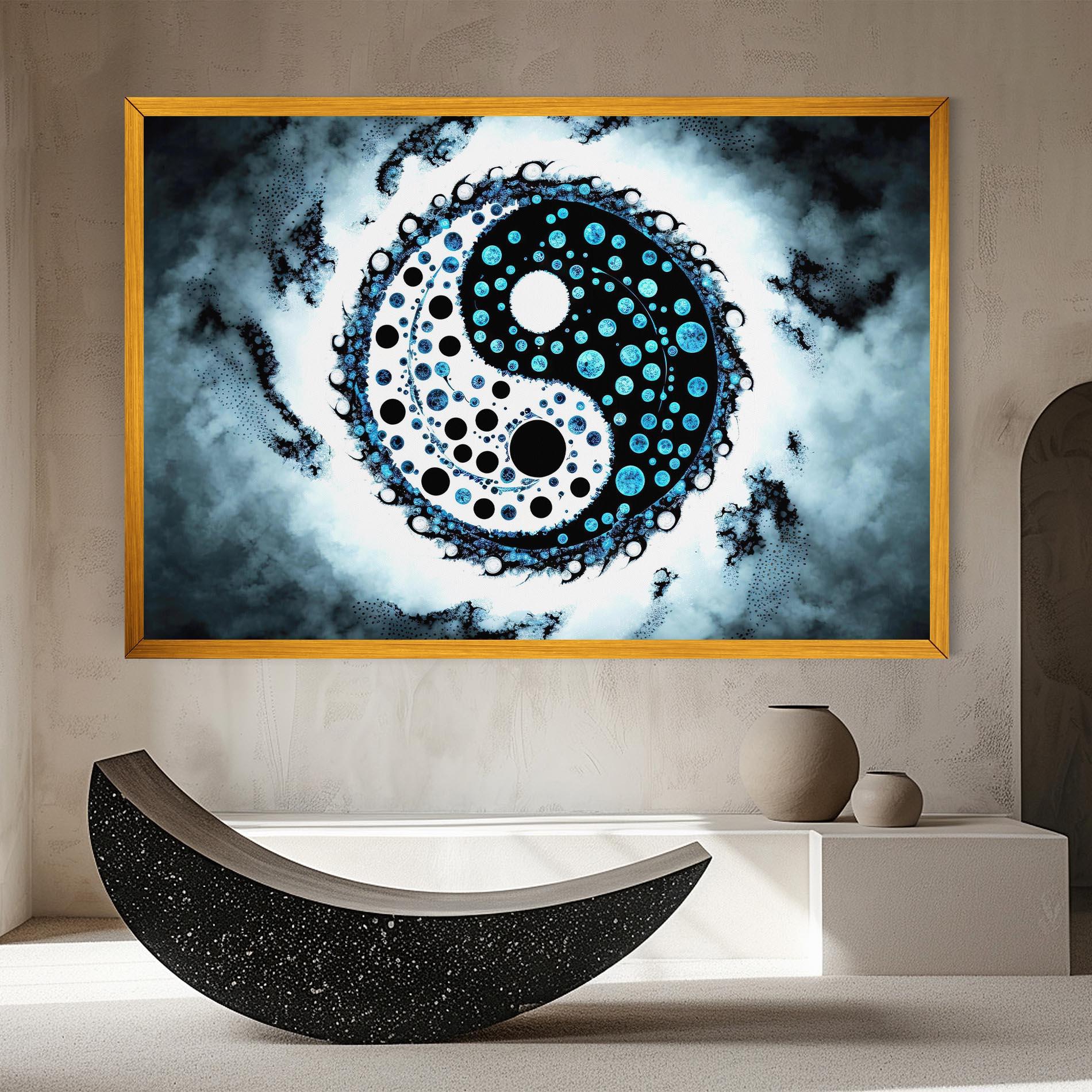 Leinwandbild Blue White Yinyang mockup 8